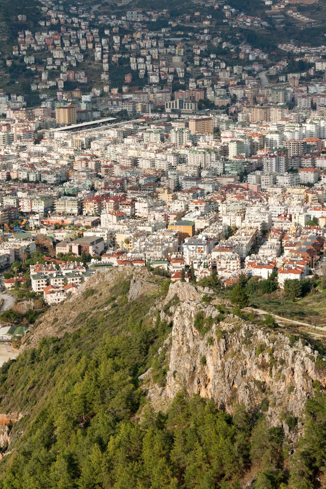 View of the city Alanya in Turkey against the backdrop of the mountains