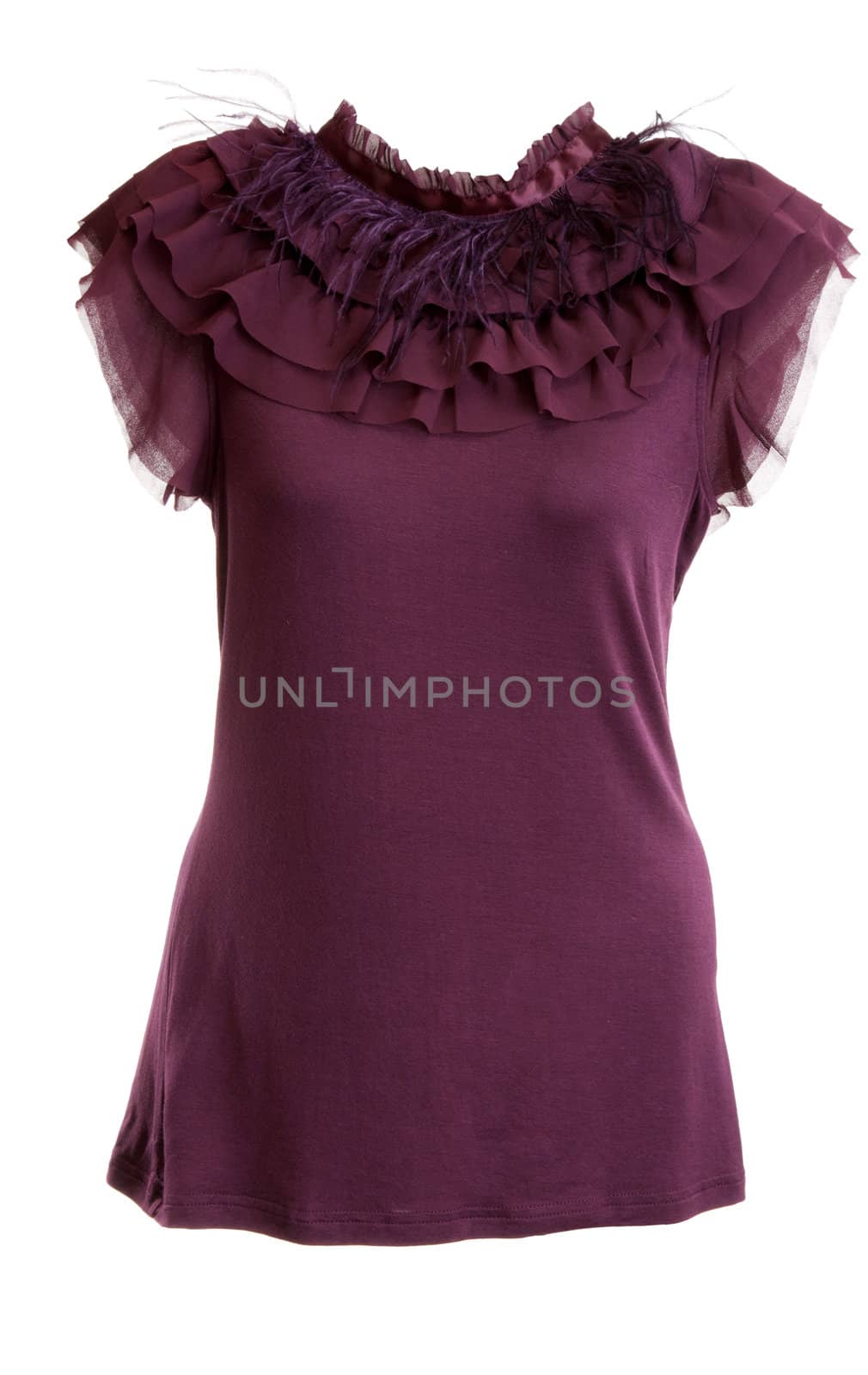 purple blouse in Women's feathers on a white background