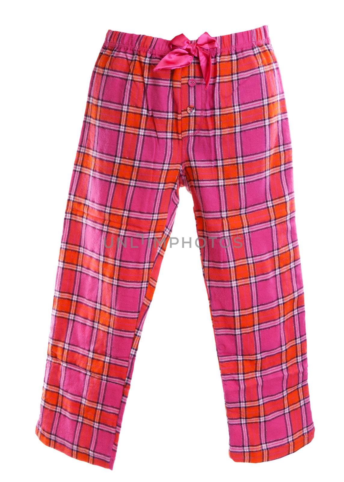 plaid pajama pants on a white background