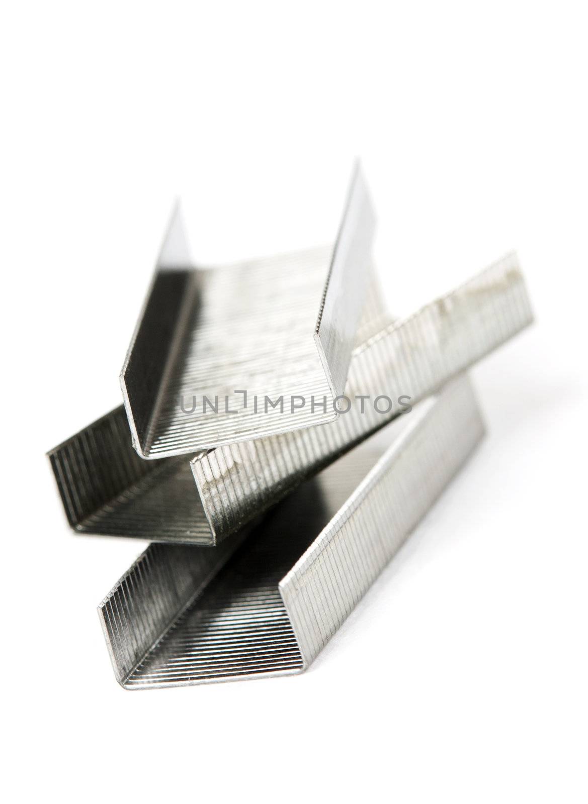 Metal staples isolated on a white background