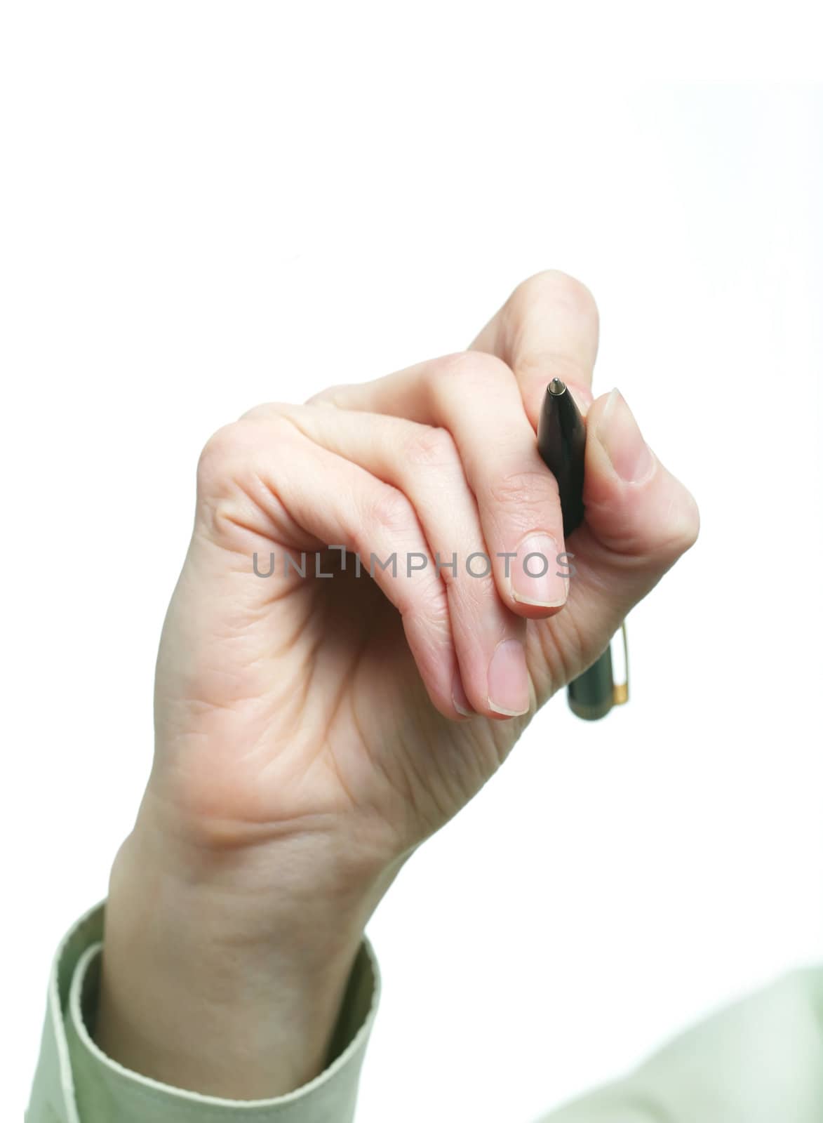 An image of a hand with a black pen 