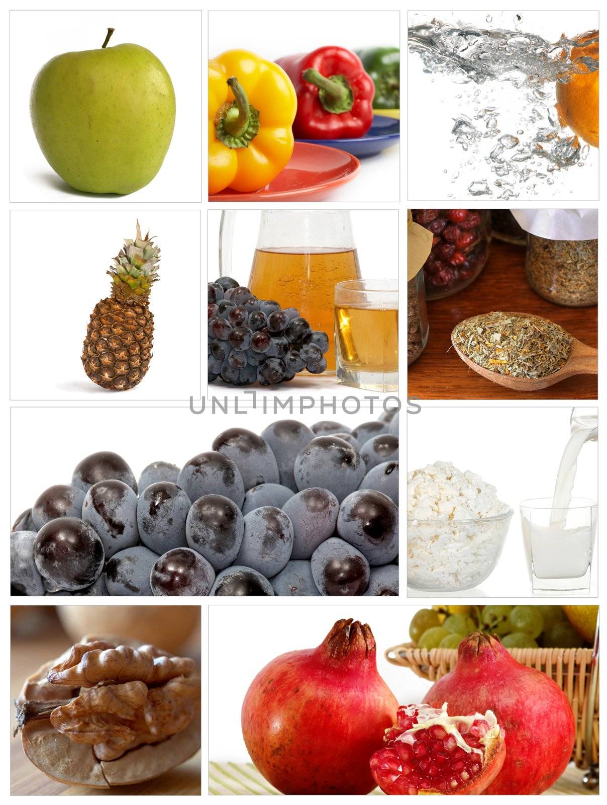 A set of  images on topic food