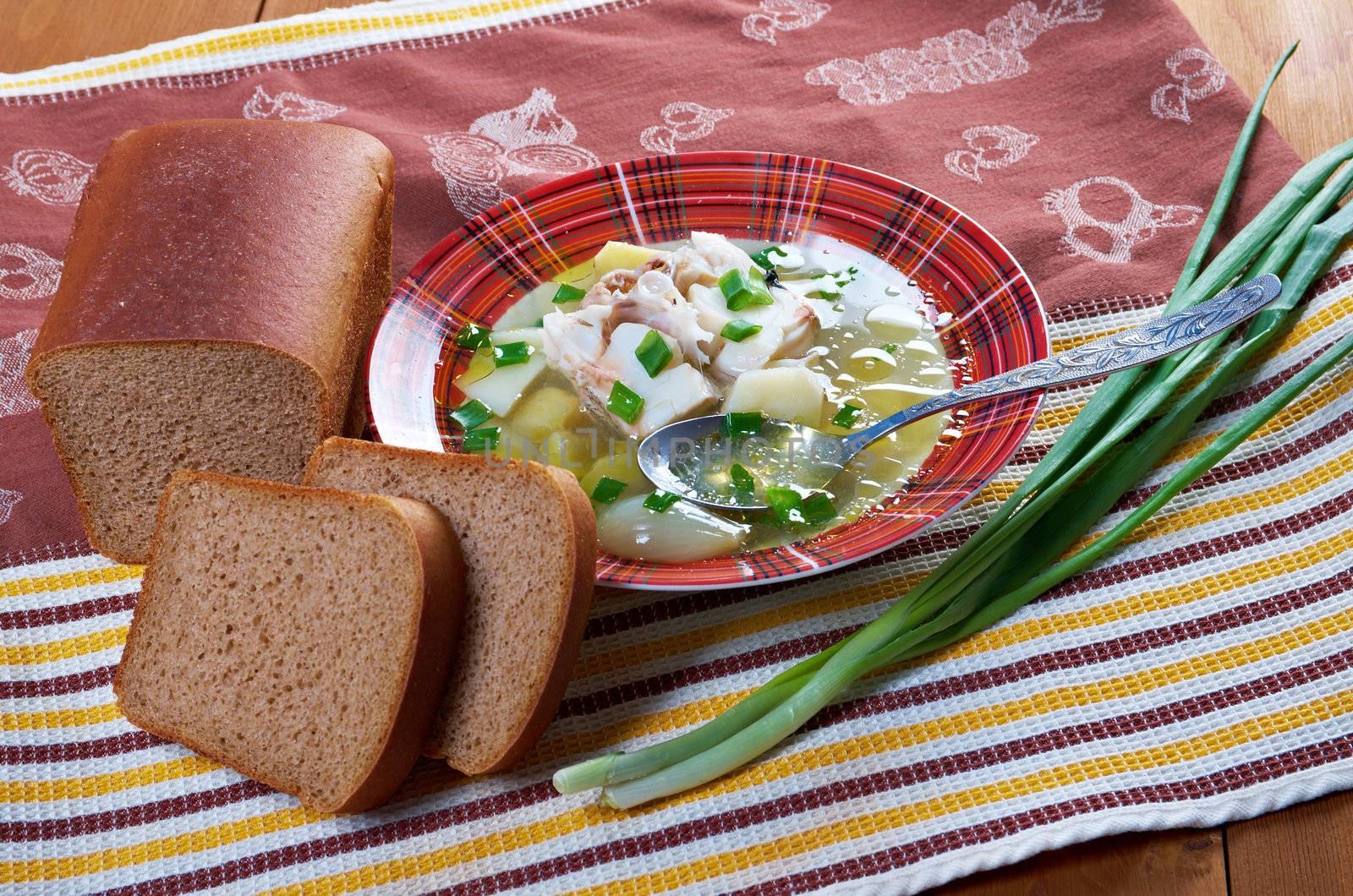 Ukha. Russian home  traditional fish soup.