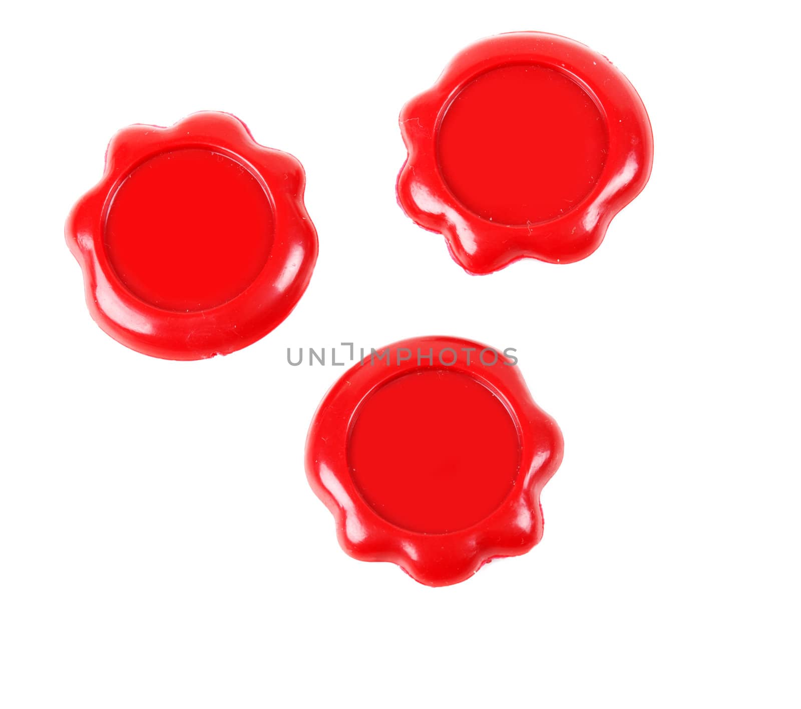 Three red seal on a white background