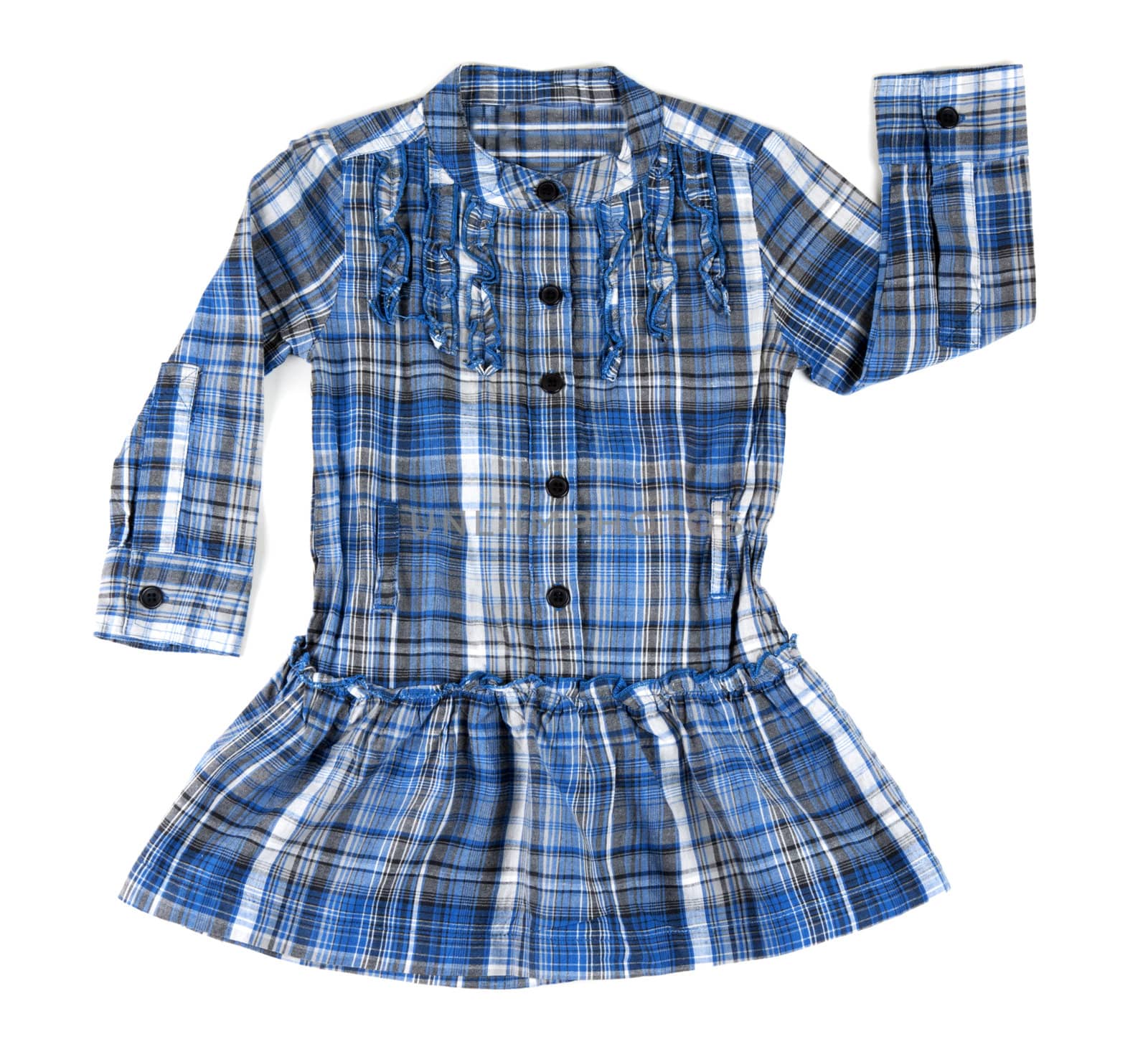 Blue plaid shirt baby on a white background