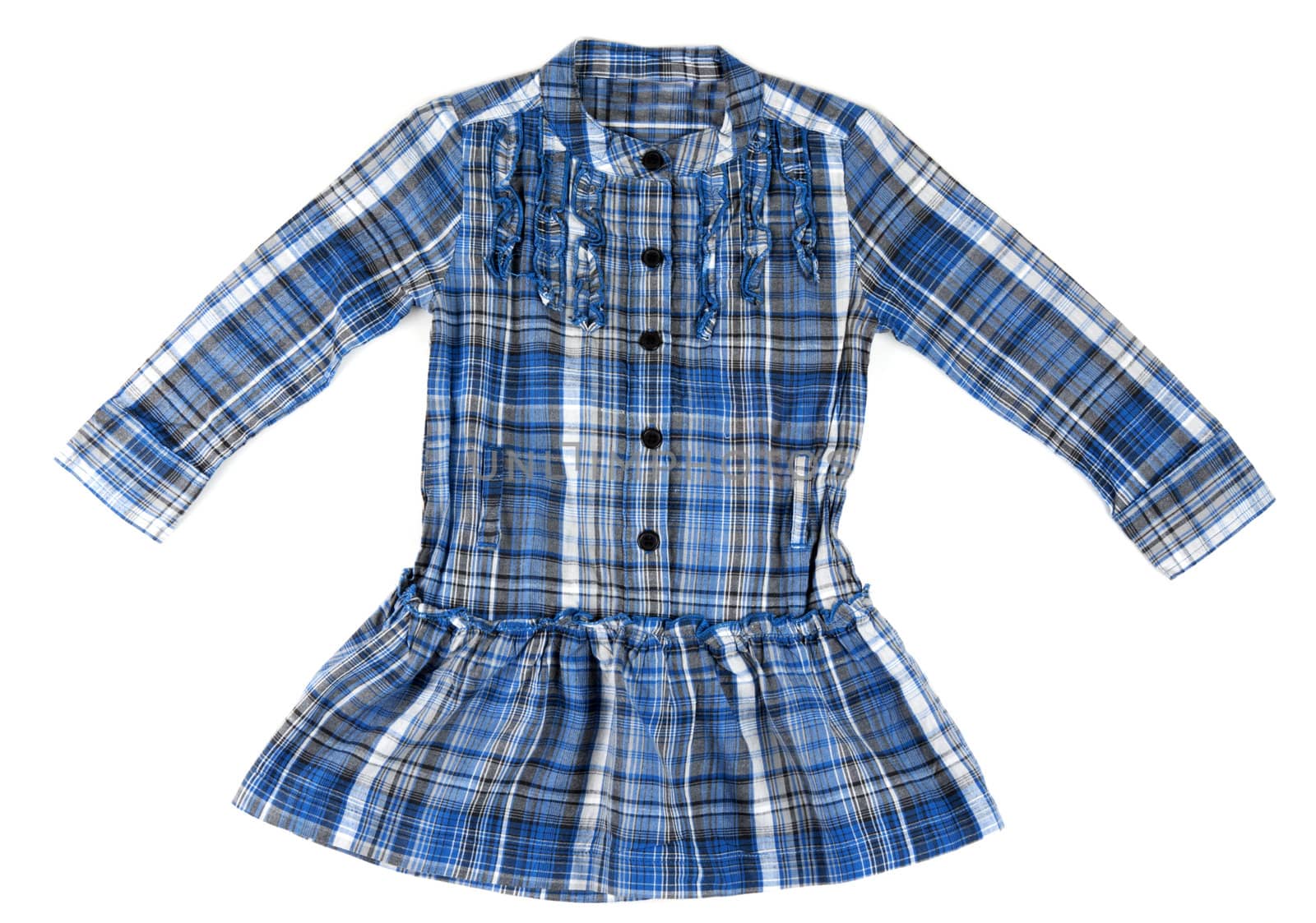 Blue plaid shirt baby on a white background