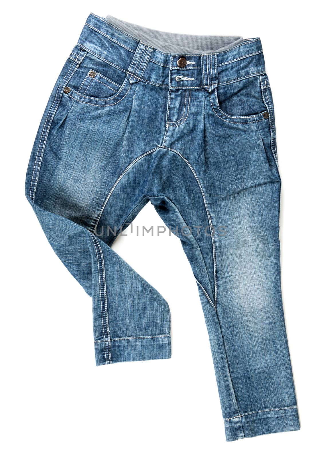 blue denim trousers isolated on white background