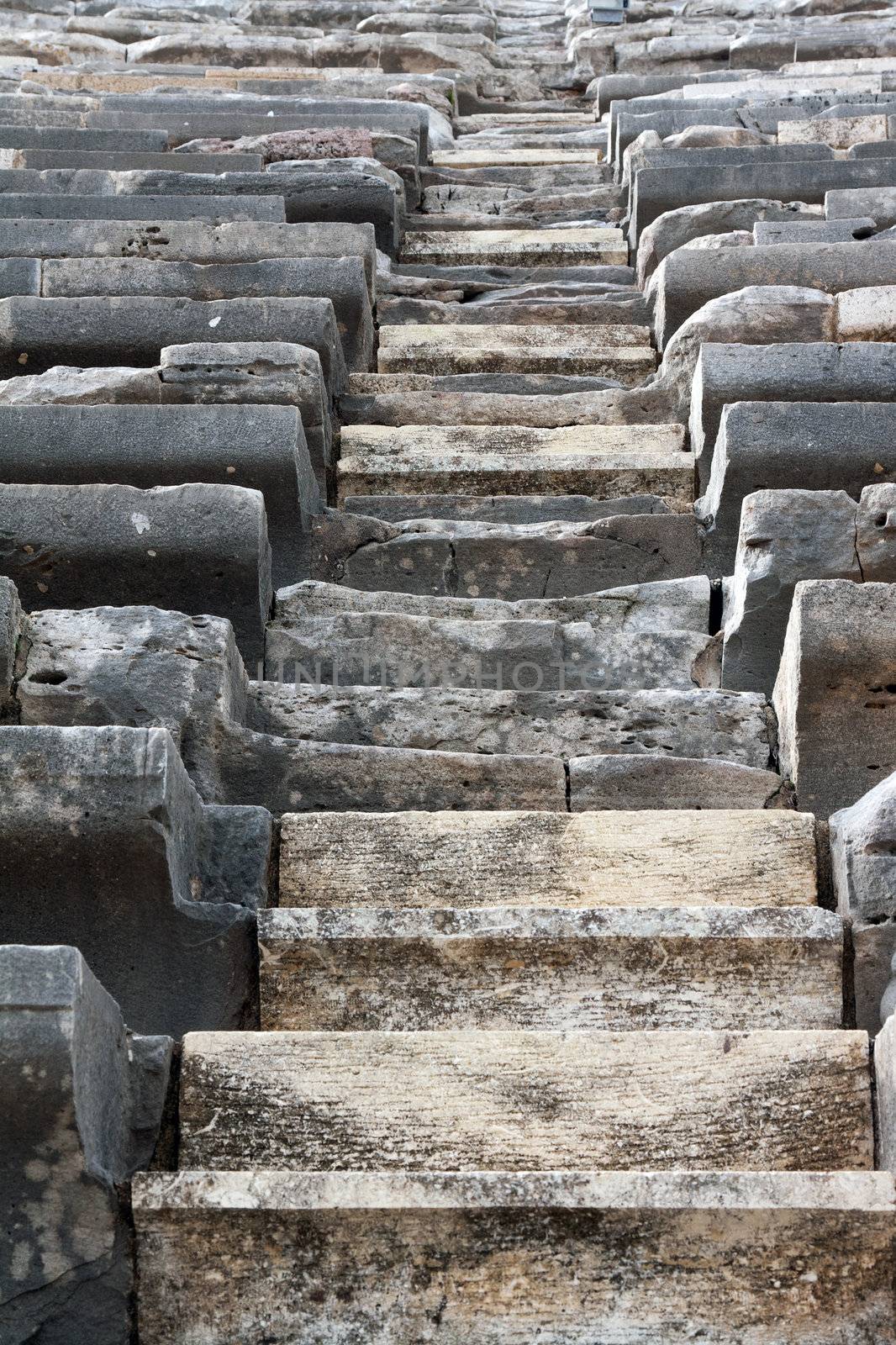 Staircase in an ancient amphitheater in Side, Turkey