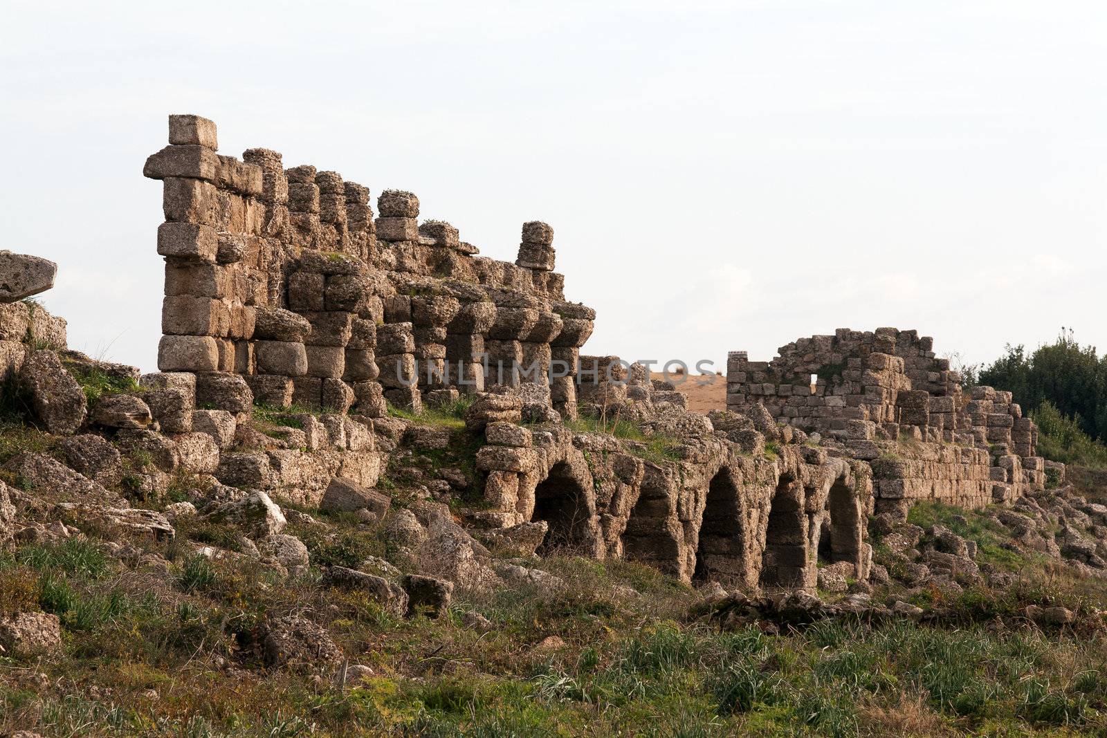 Ancient ruins in the town of Side, Turkey