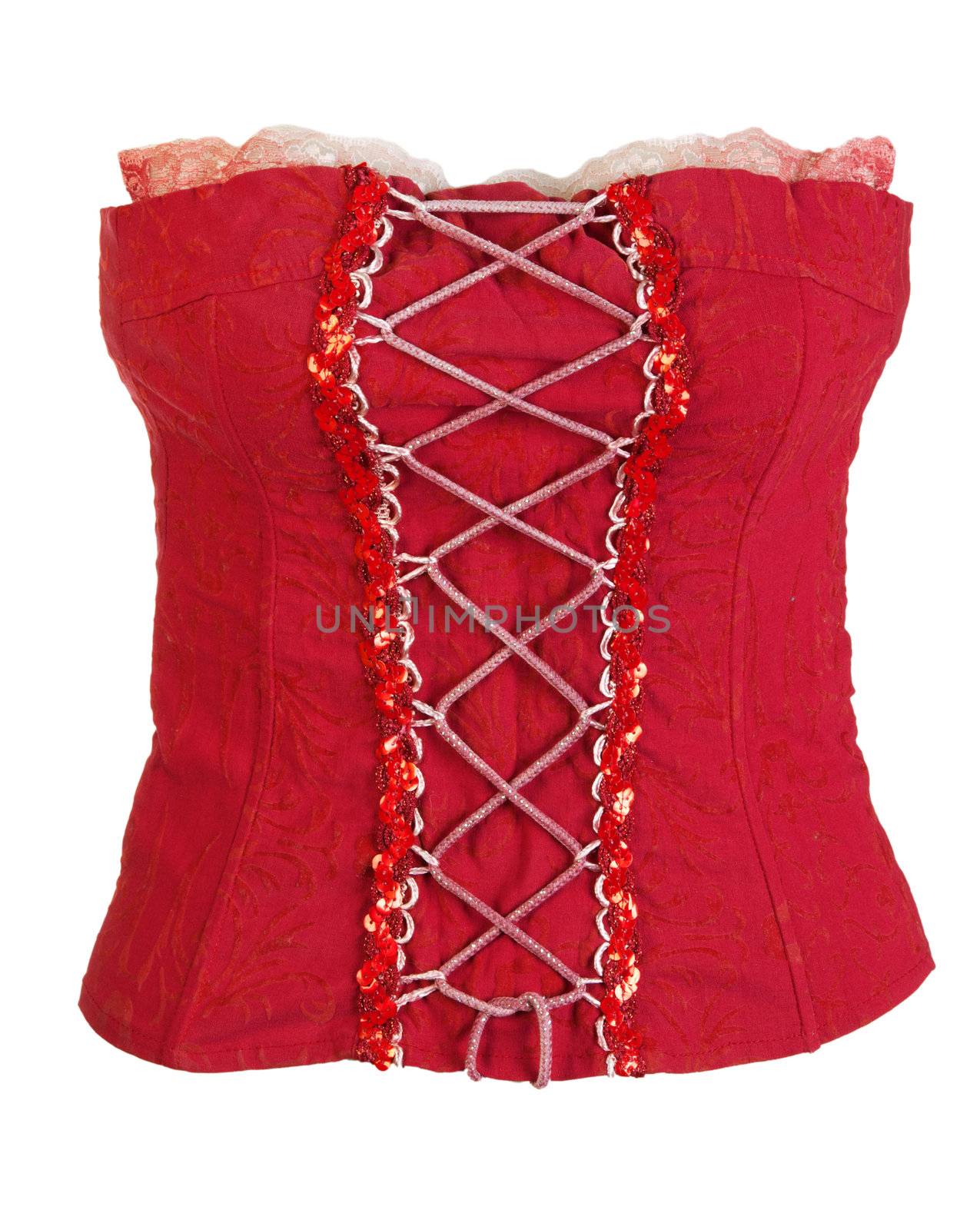 red corset female isolated on a white background
