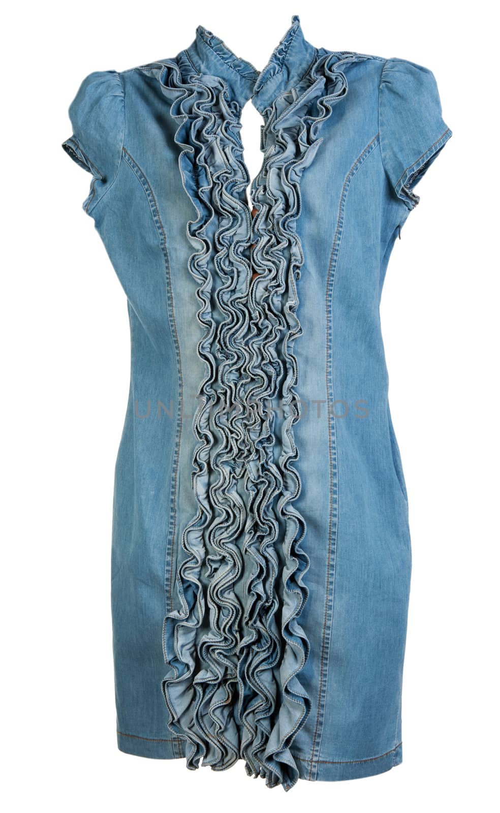 blue denim dress isolated on white background