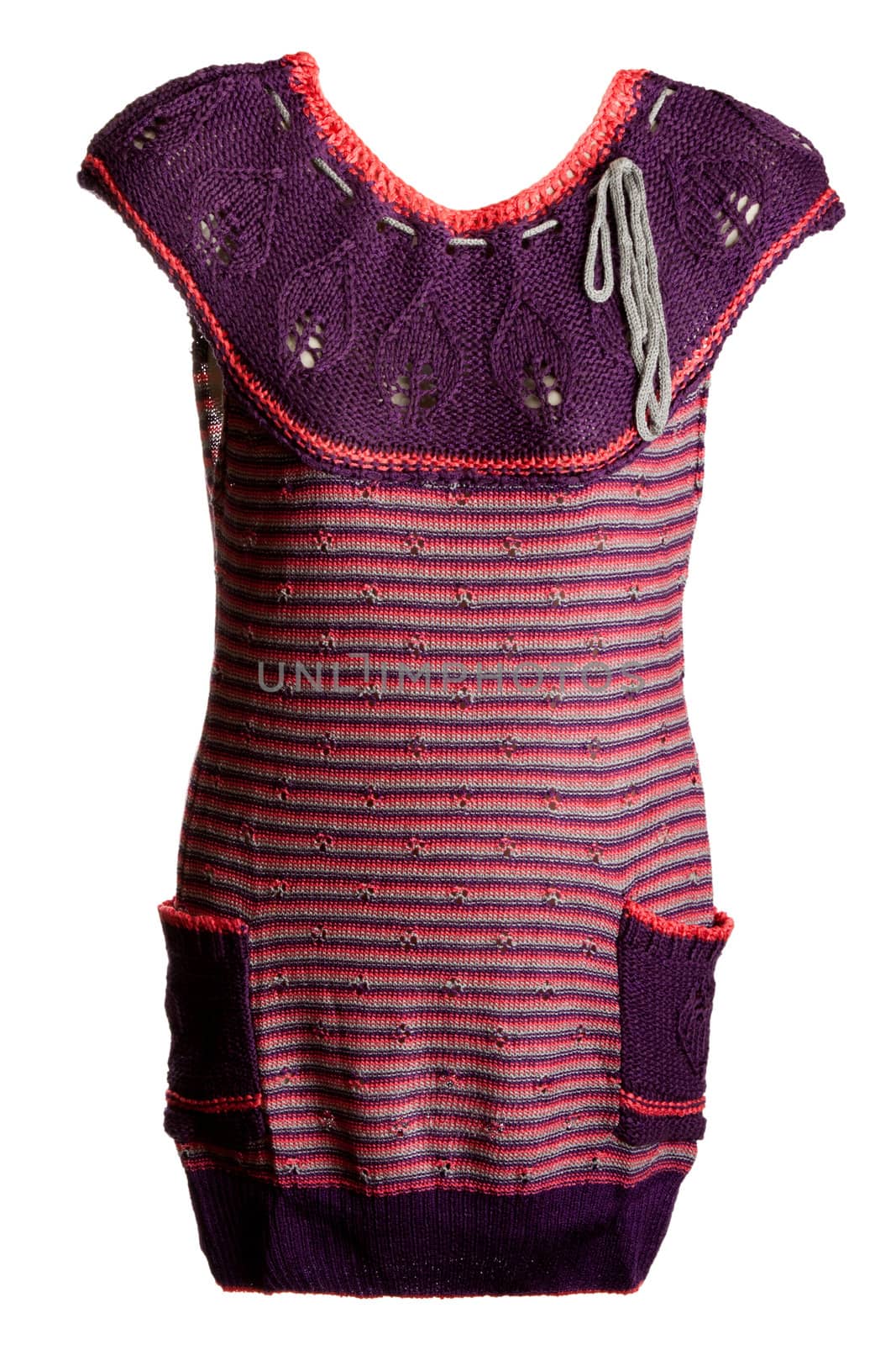 knitted woman's dress with a pocket on a white background