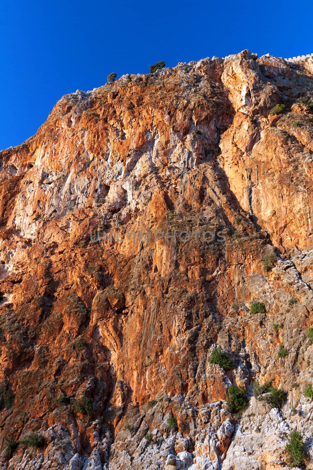 Yellow Mountain in the background of bright blue sky