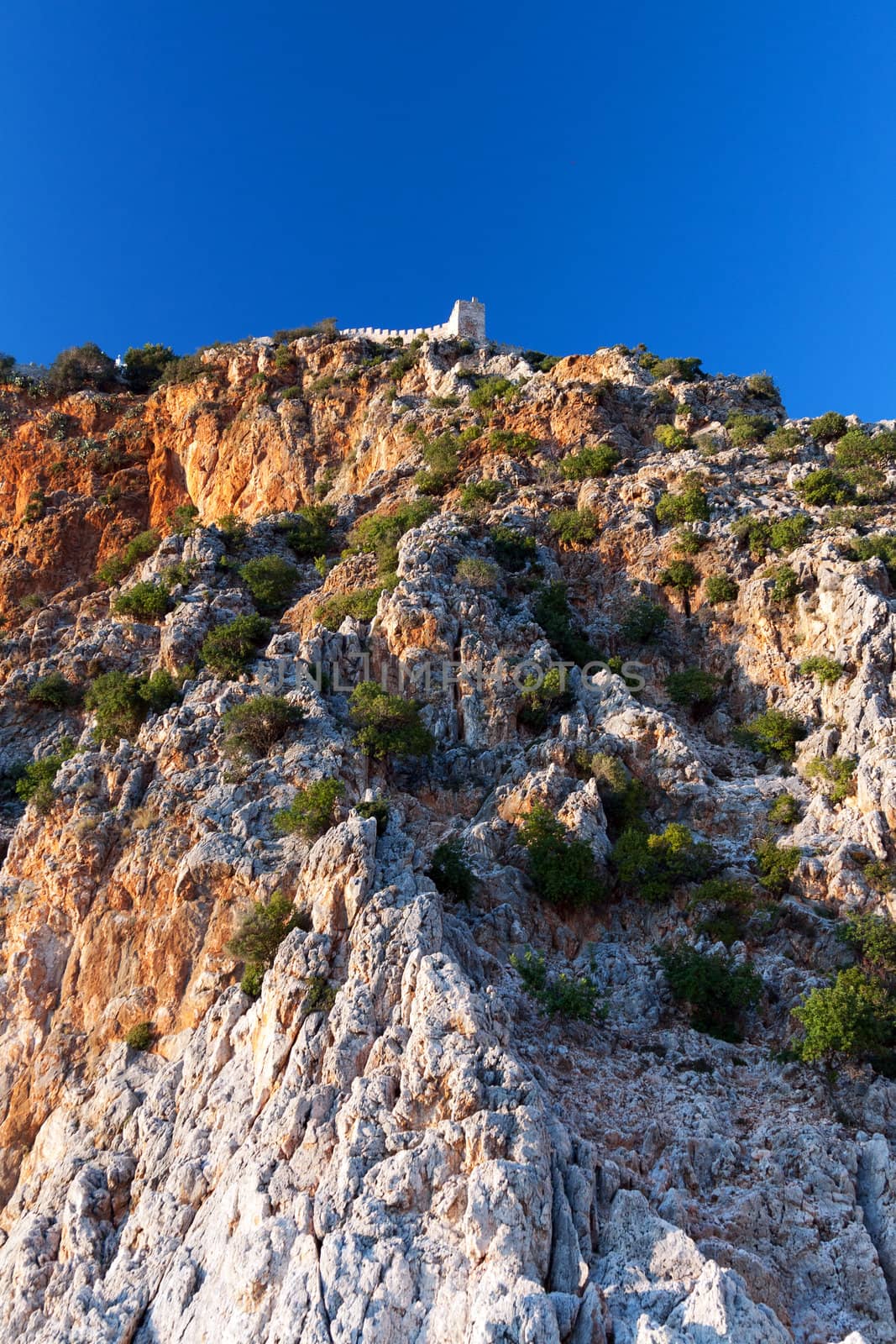 Yellow Mountain in the background of bright blue sky