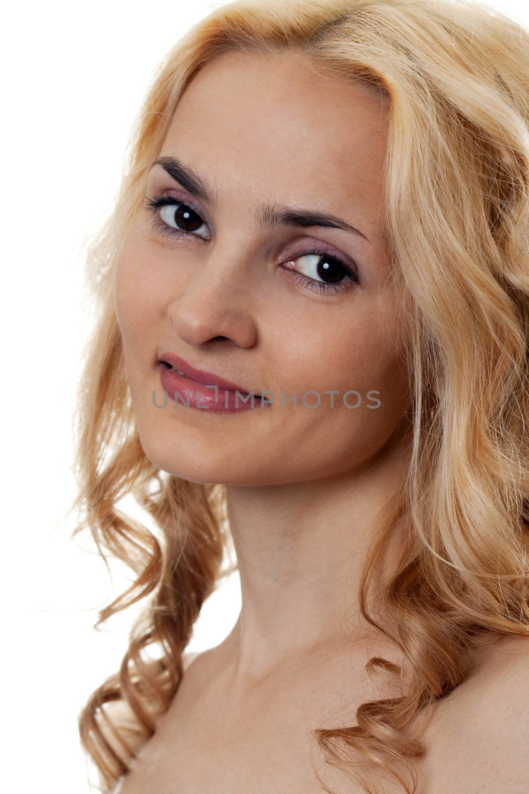 portrait of a beautiful blonde isolated on white background
