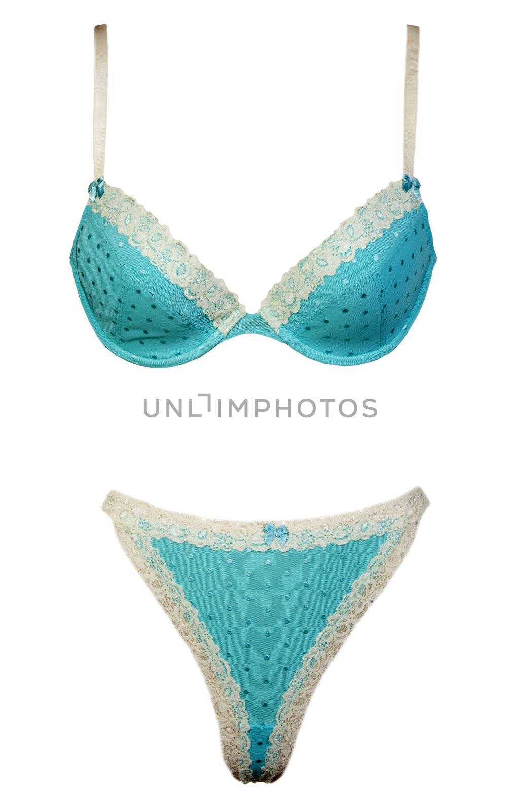 set blue lingerie isolated on white background