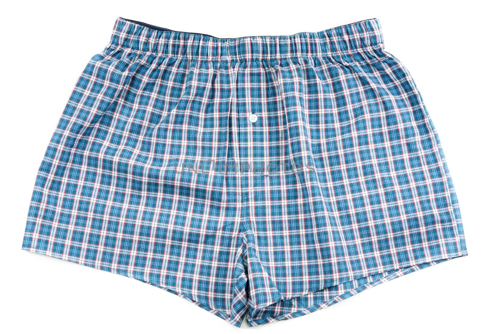 Men's plaid shorts isolated on white background