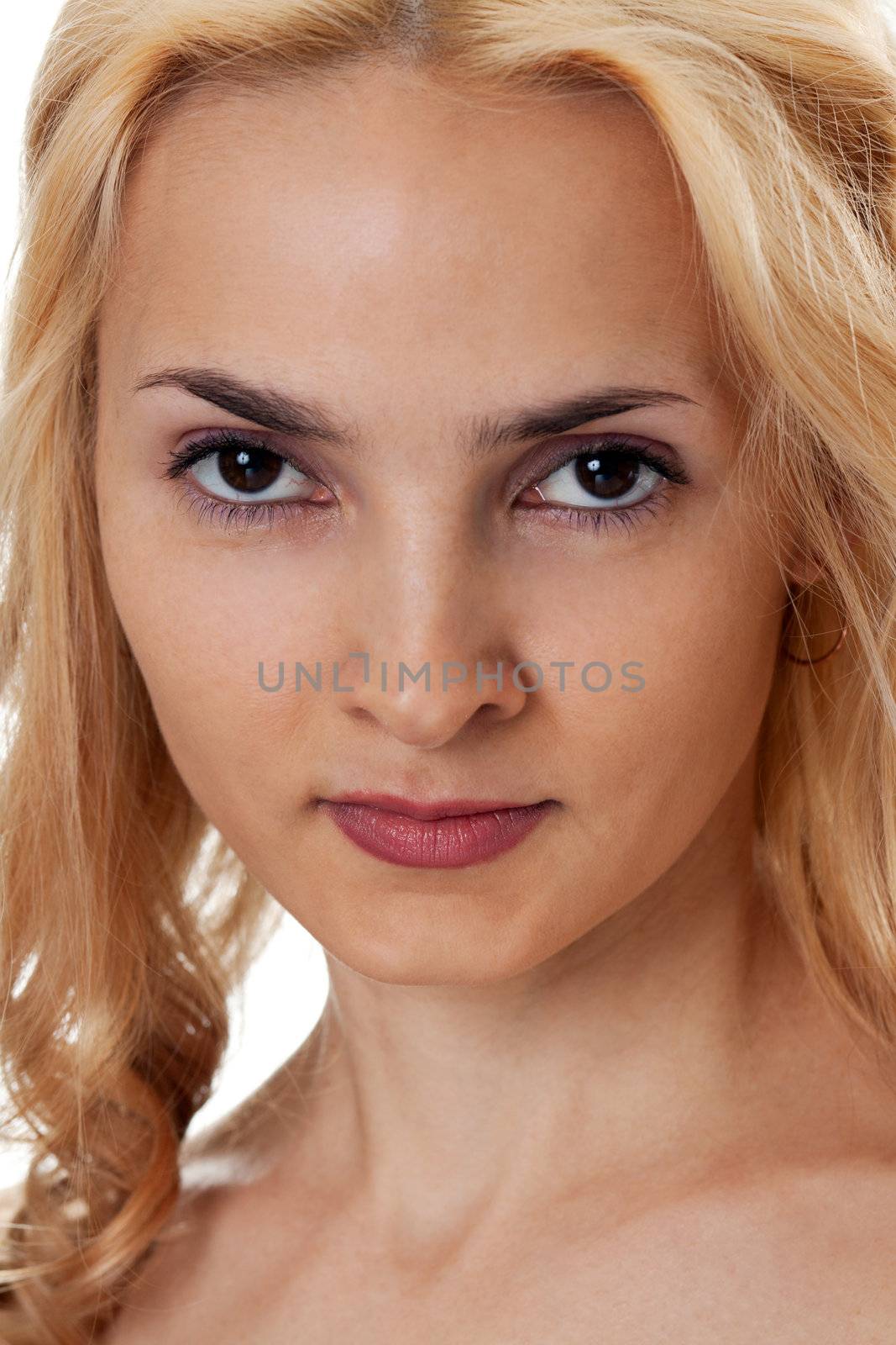 portrait of a beautiful blonde isolated on white background