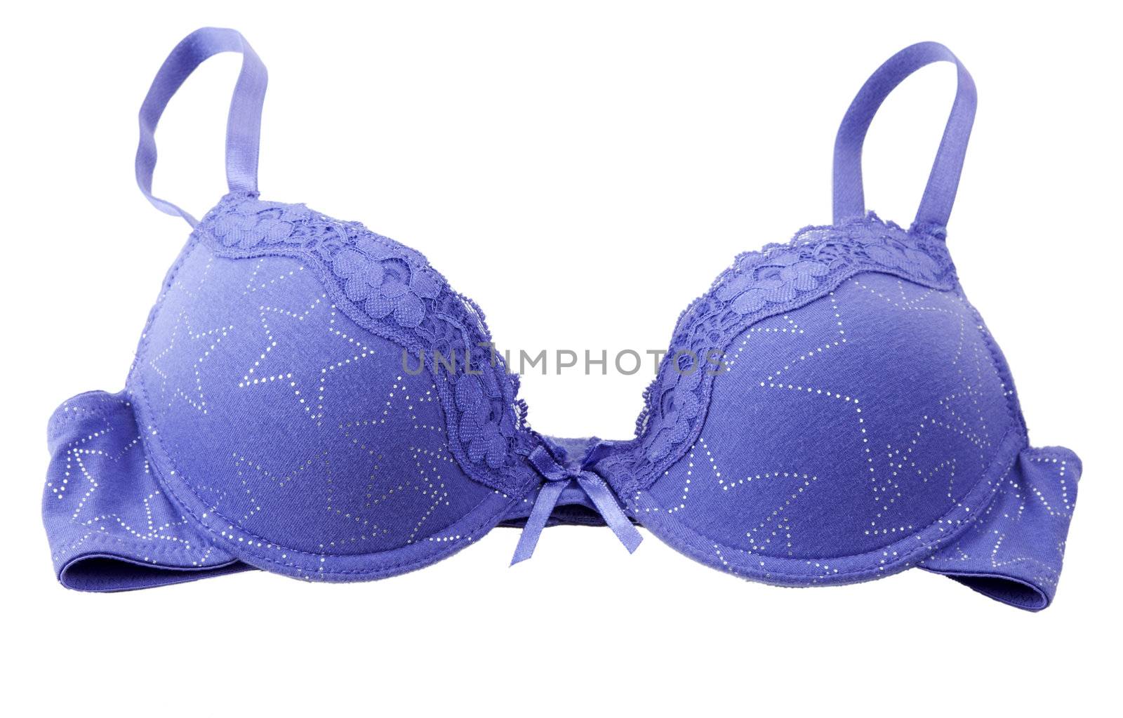 blue bra with straps isolated on a white background