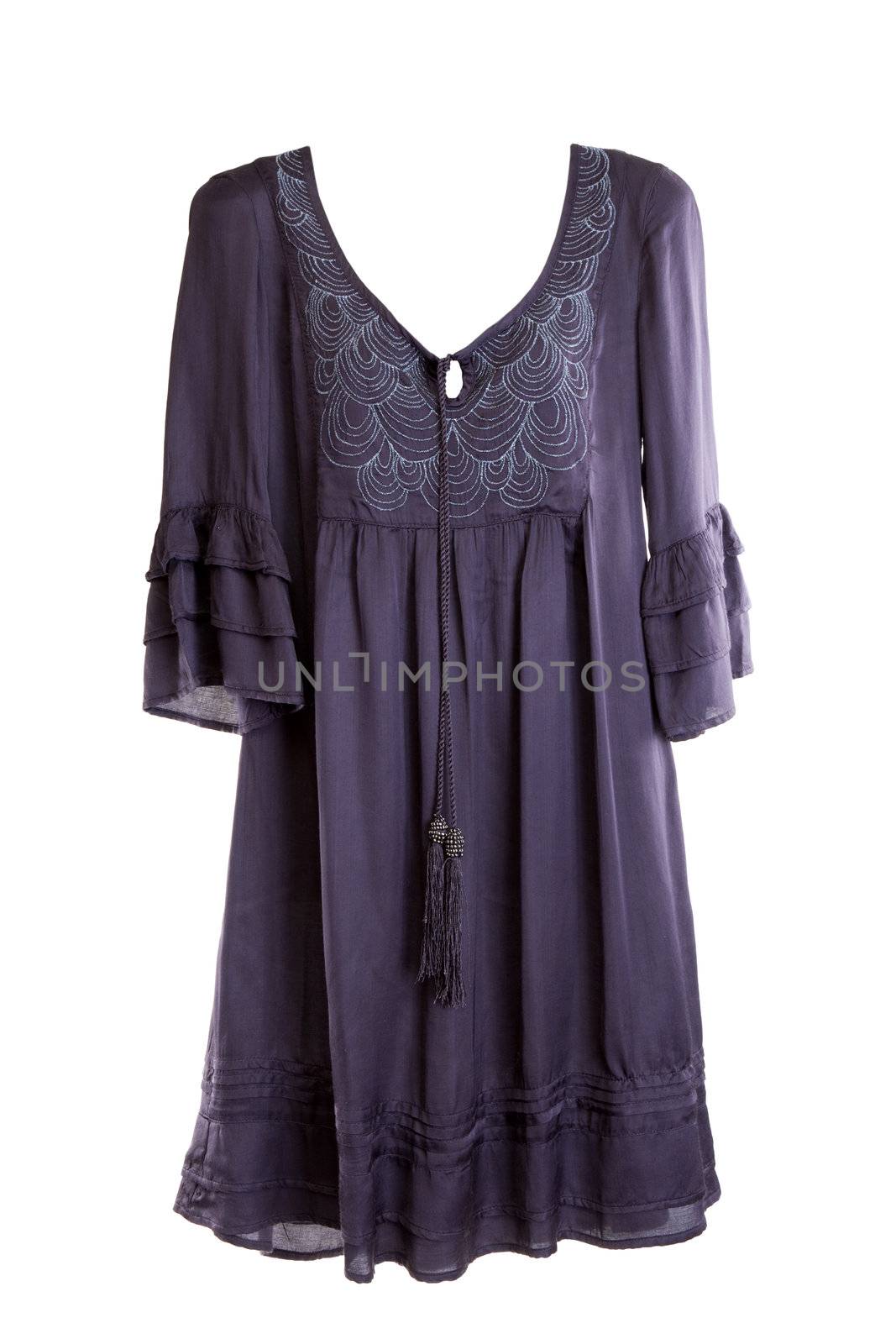 purple women's dress isolated on white background