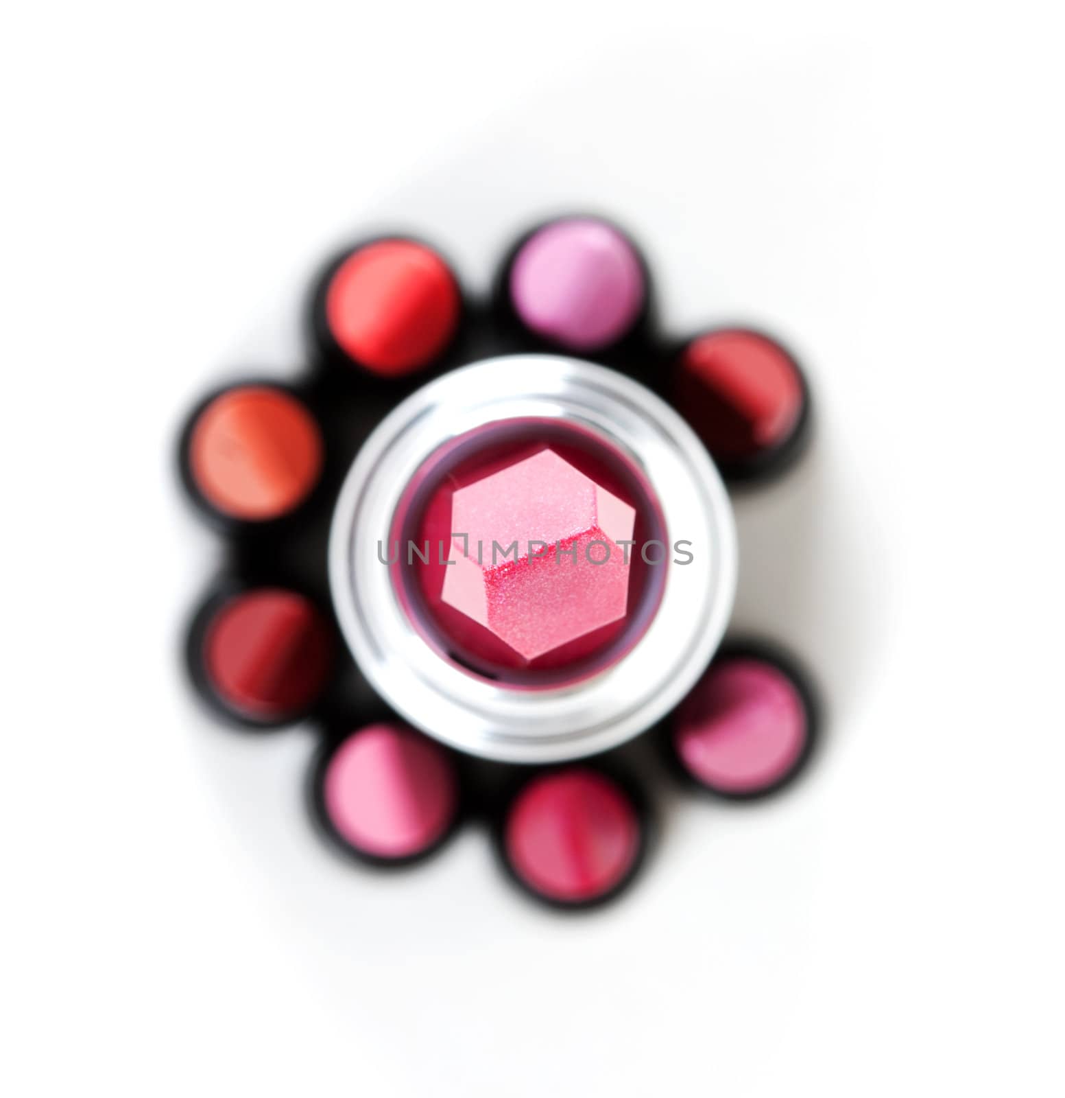 Female red lipstick on a white background