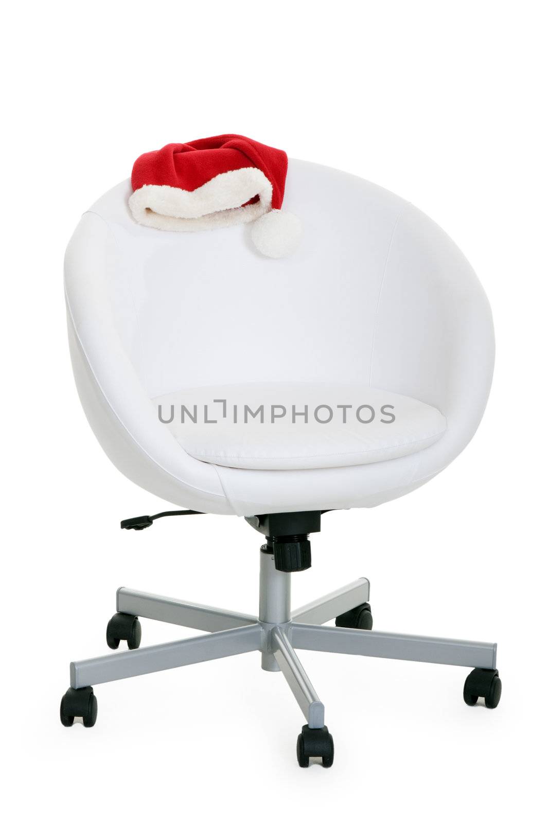 light chair and Santa's hat on a white background