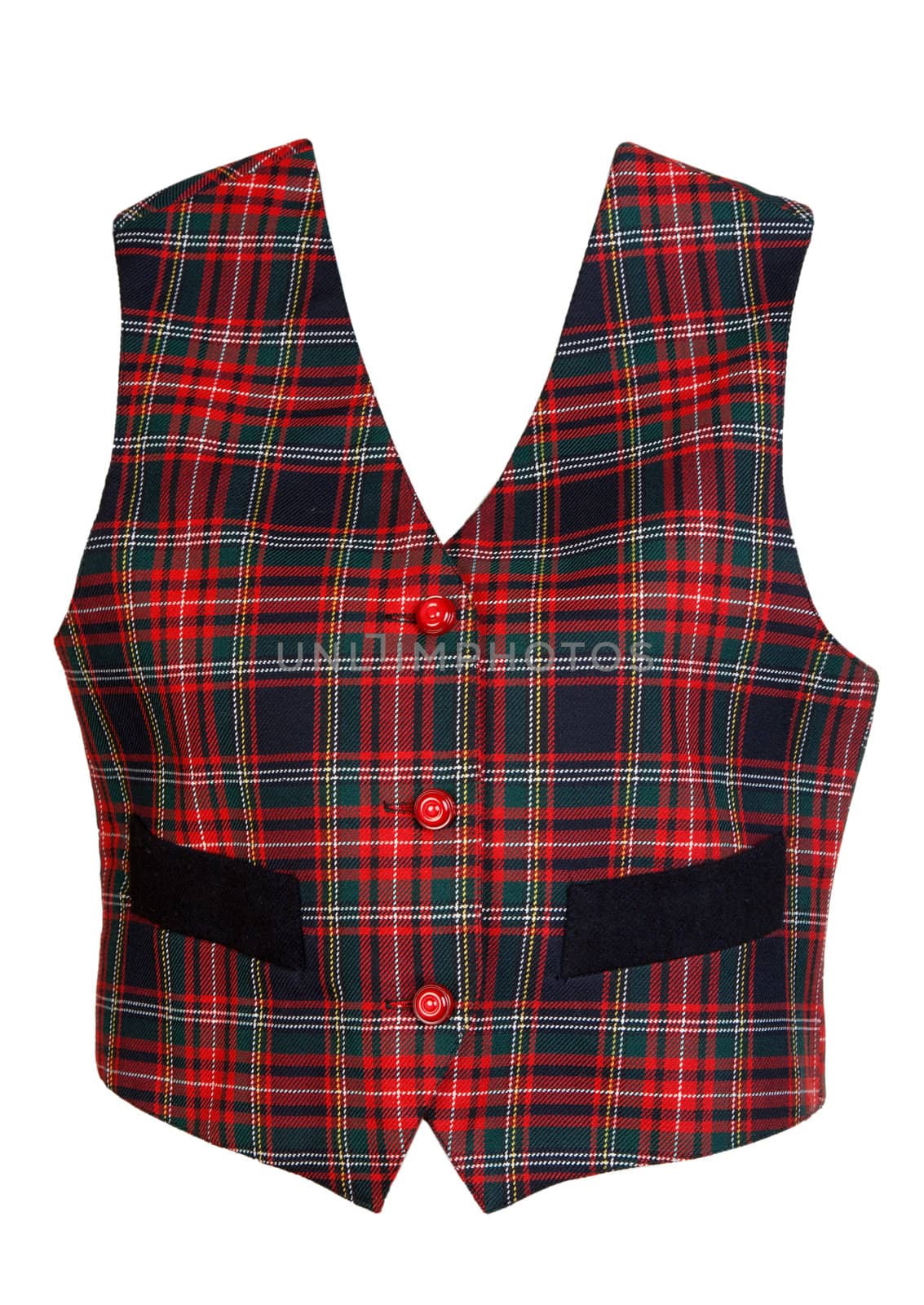 red plaid vest isolated on a white background
