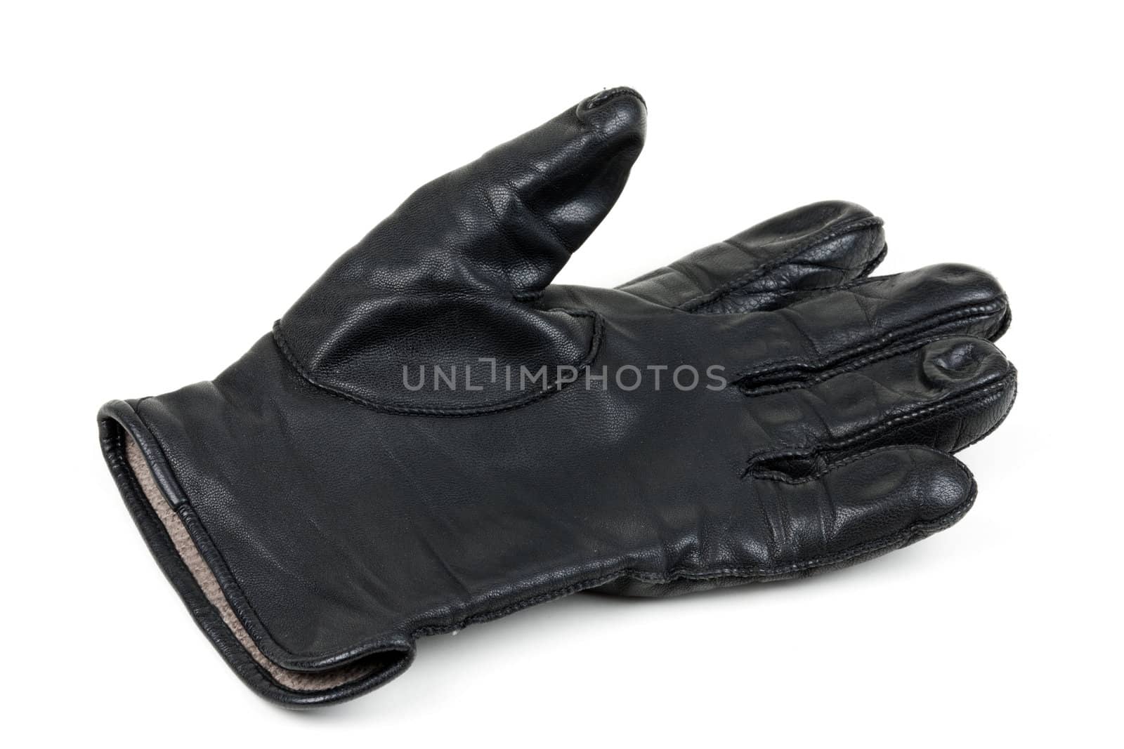 one leather glove isolated on white background