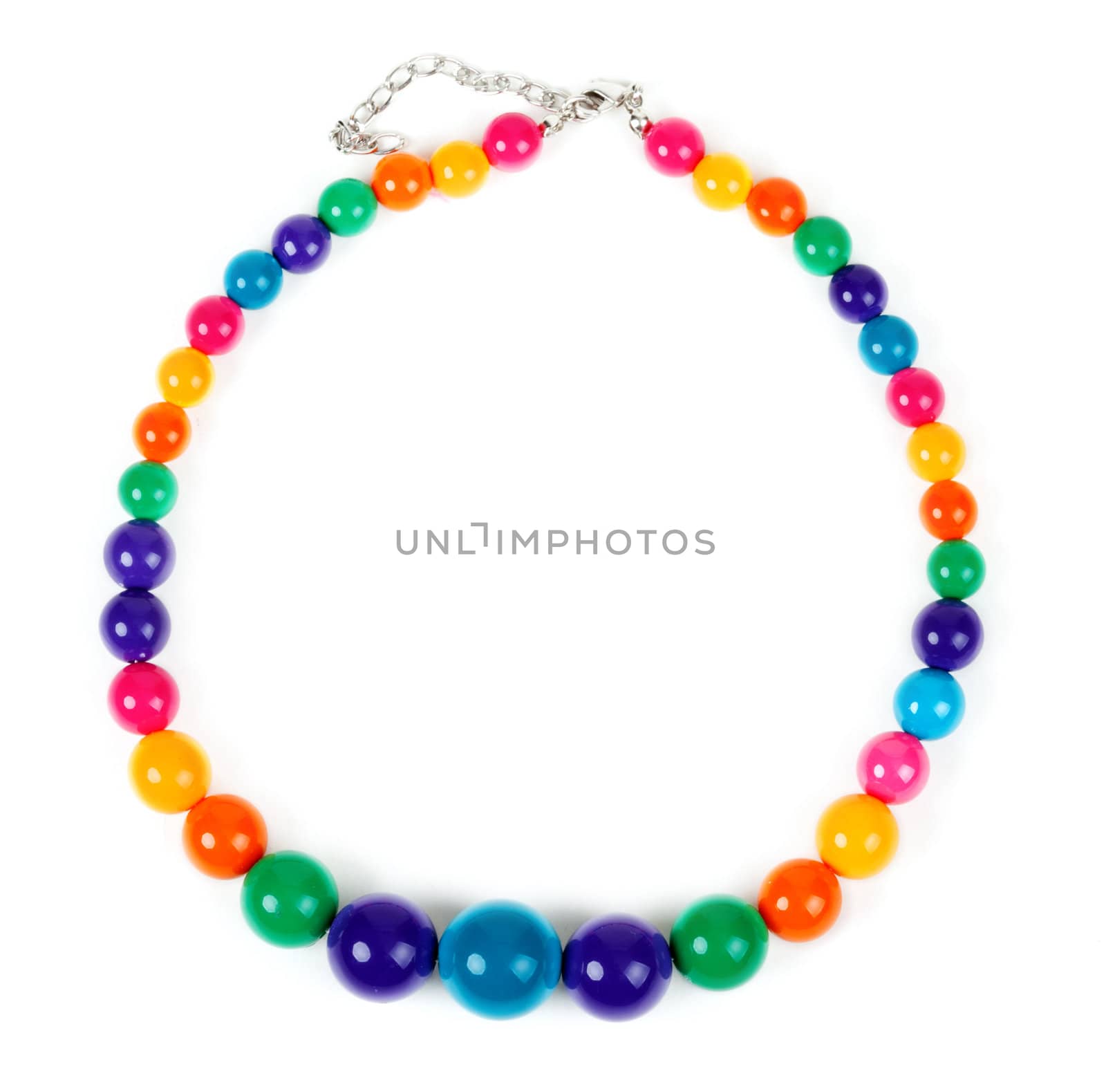 colored plastic beads isolated on white background
