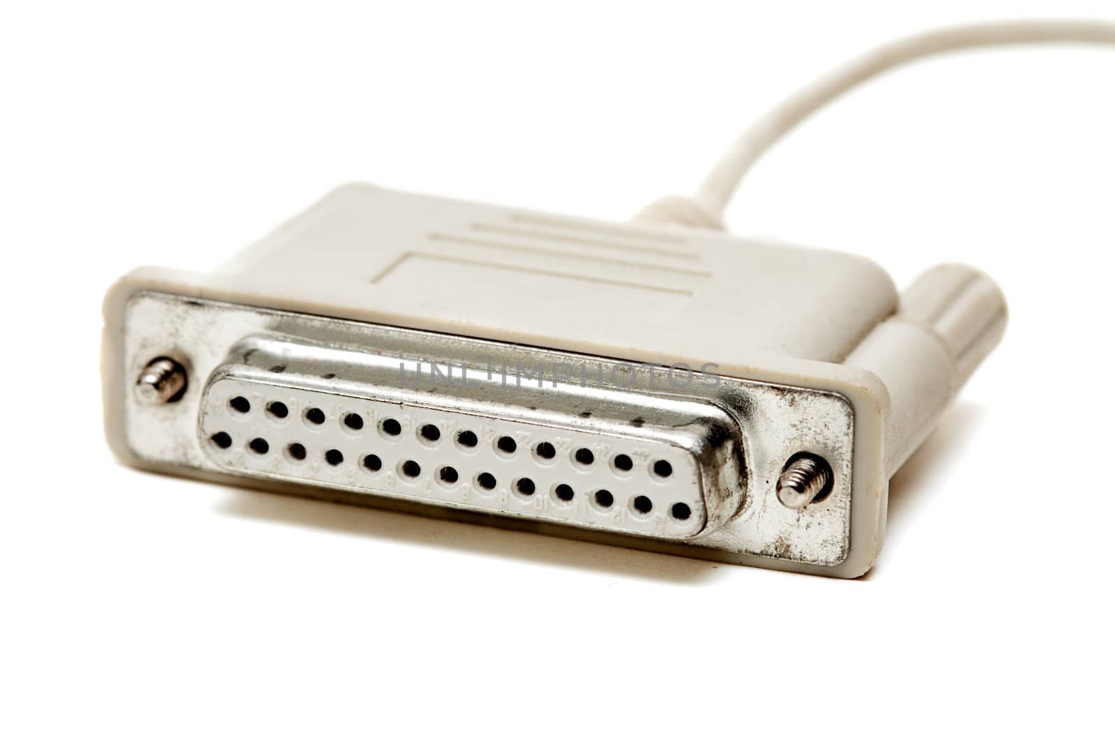 old cable com port isolated on a white background