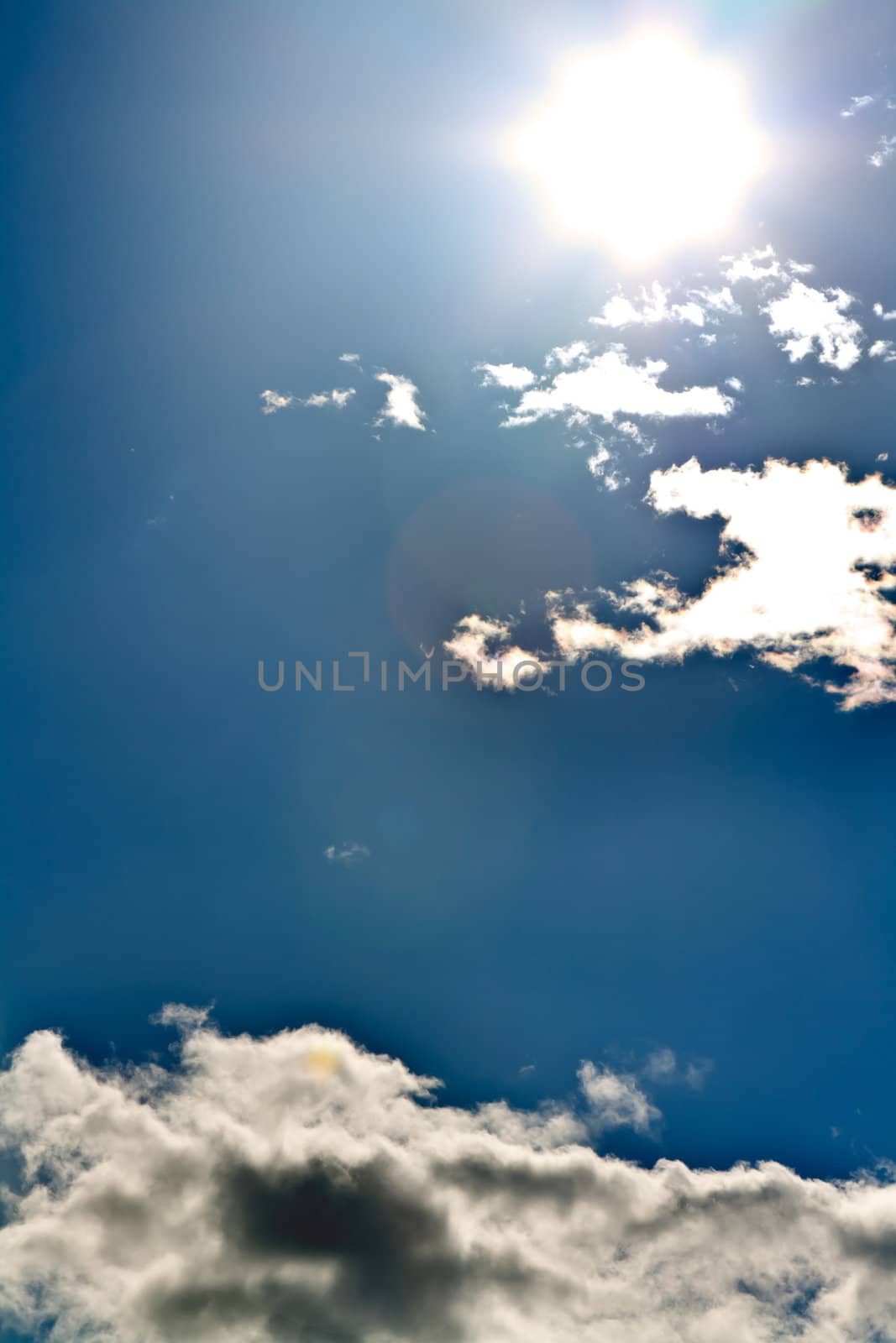 sun and the beautiful clouds in the blue sky