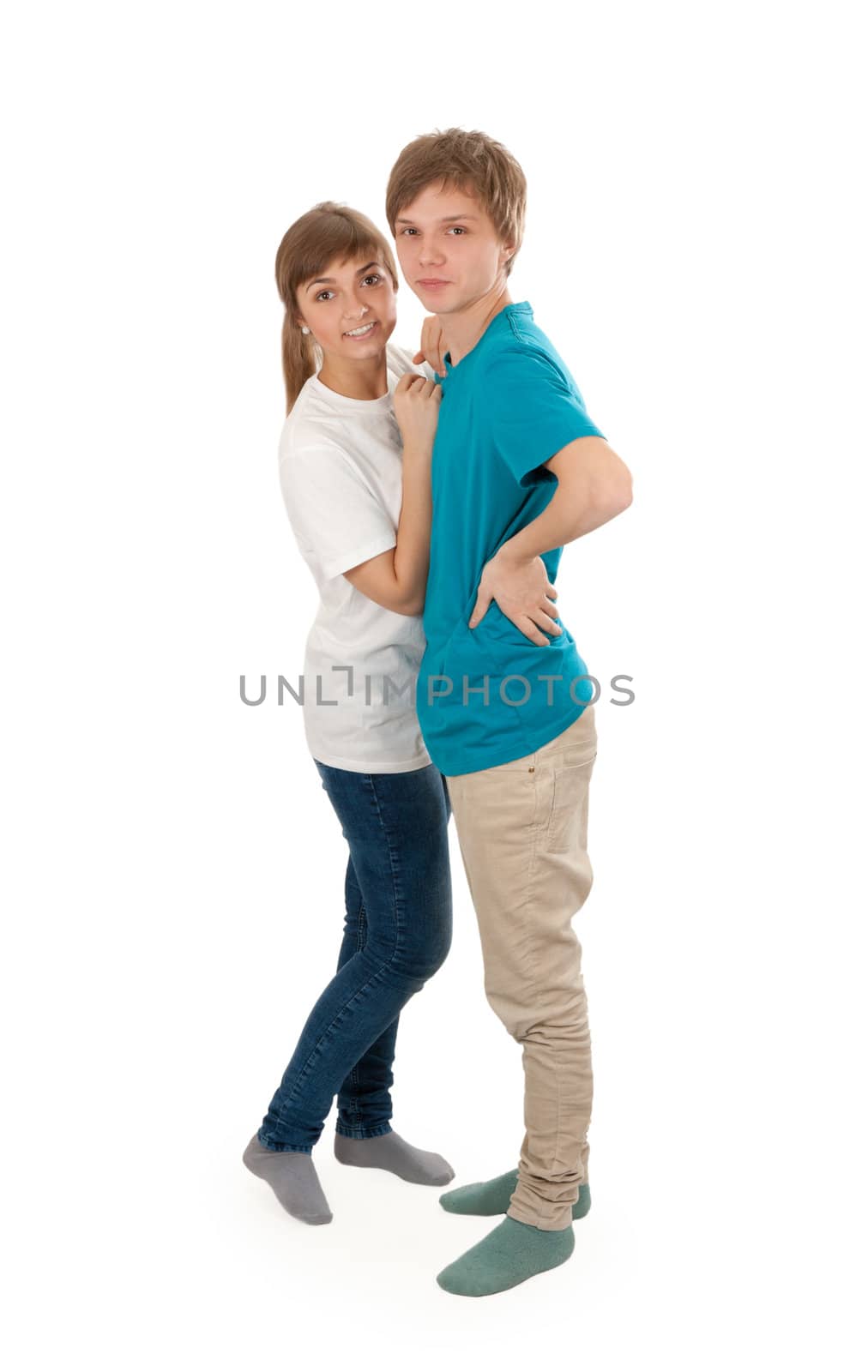 boy and girl isolated on white background