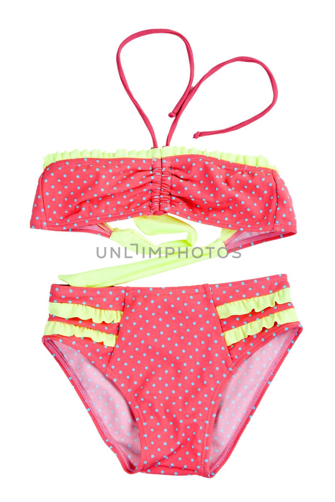 red swimsuit isolated on white background
