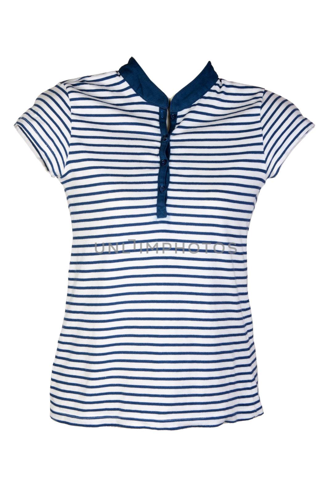 Women's casual wear blue stripes isolated on a white background