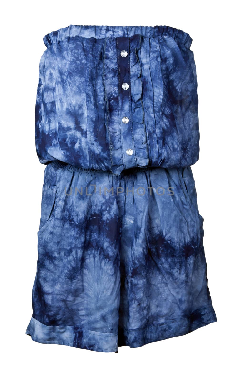 blue woman's dress isolated on white background