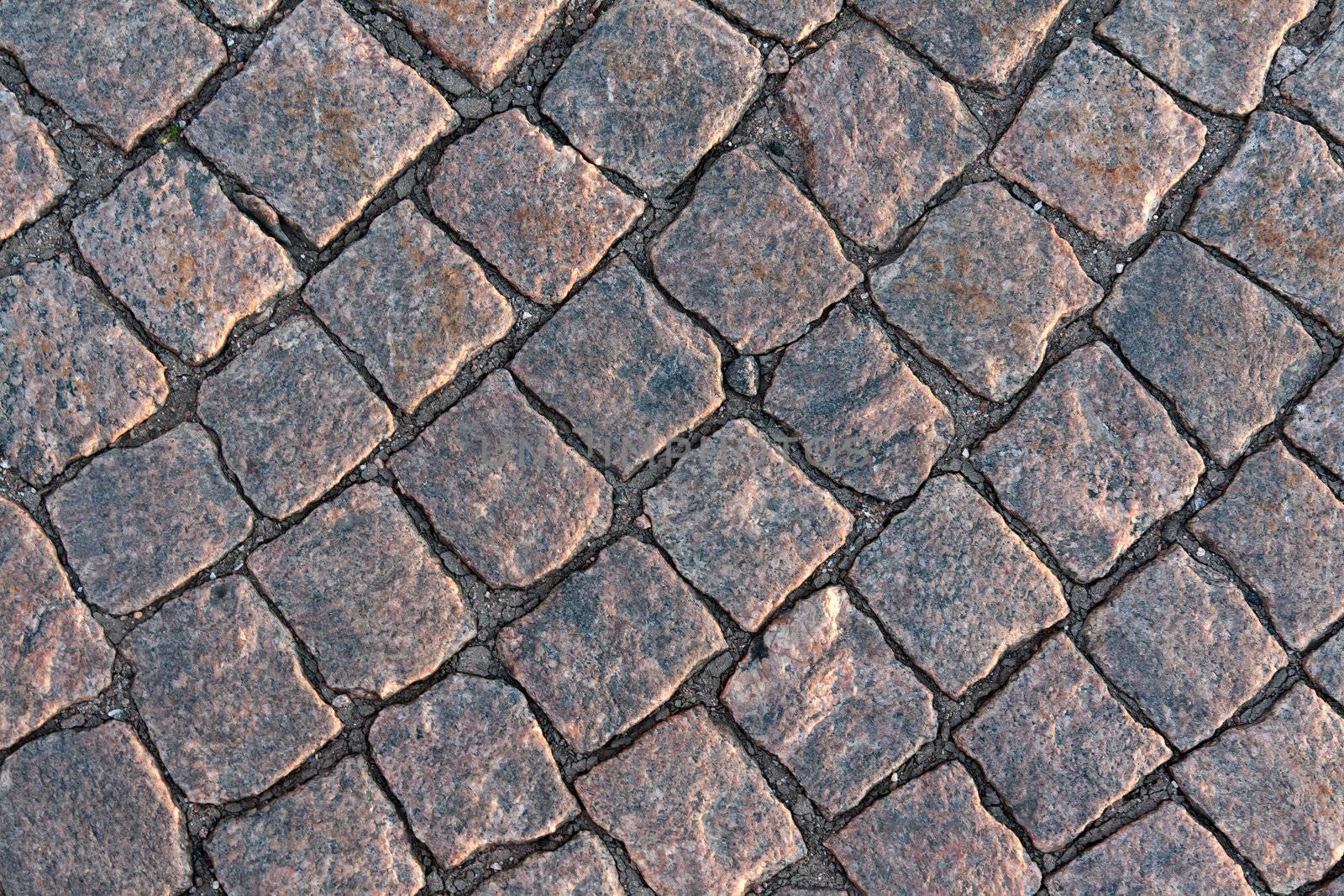 cobbled pavement in the center of Helsinki in Finland