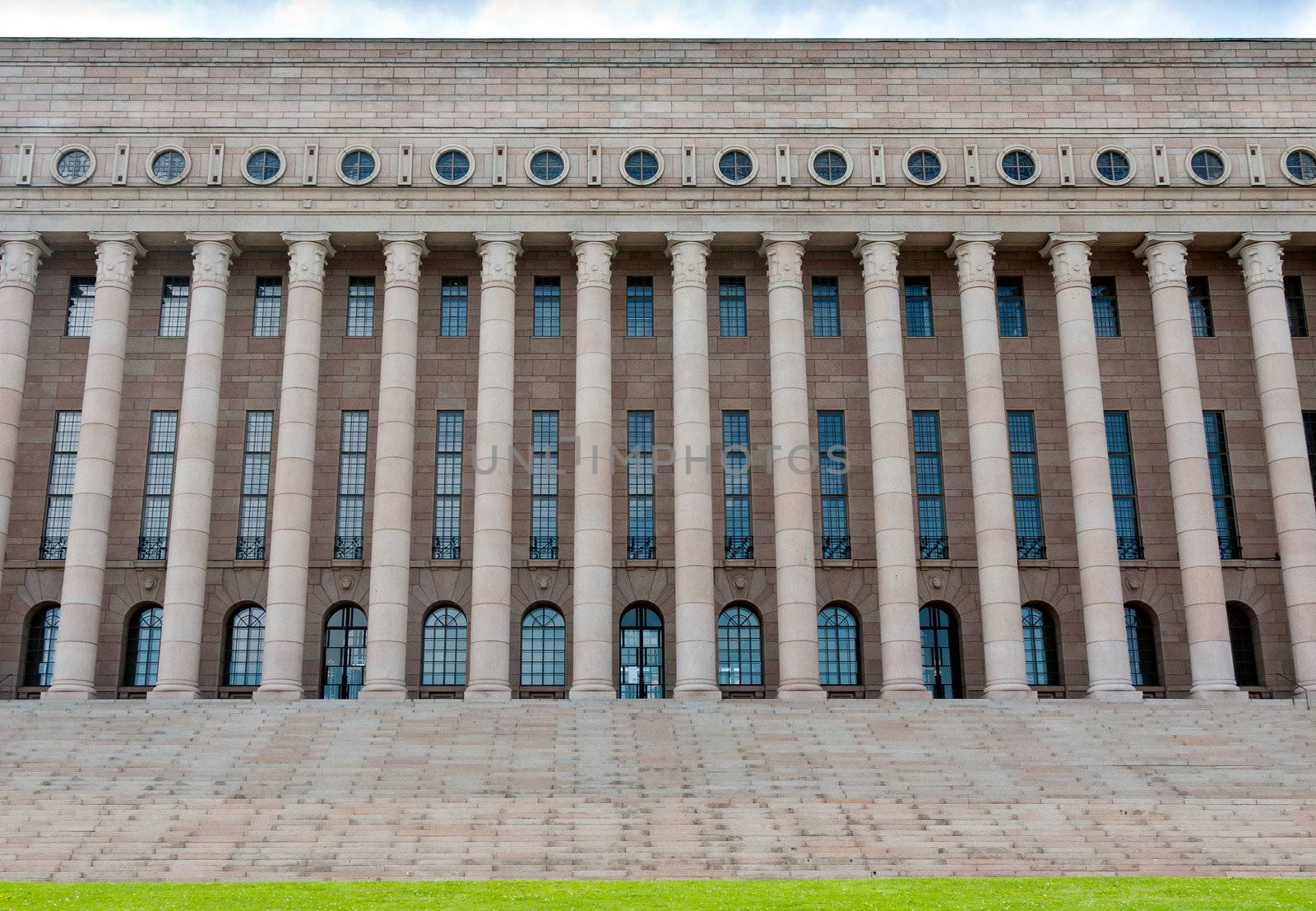 The building of the Finnish parliament in Helsinki, Finland