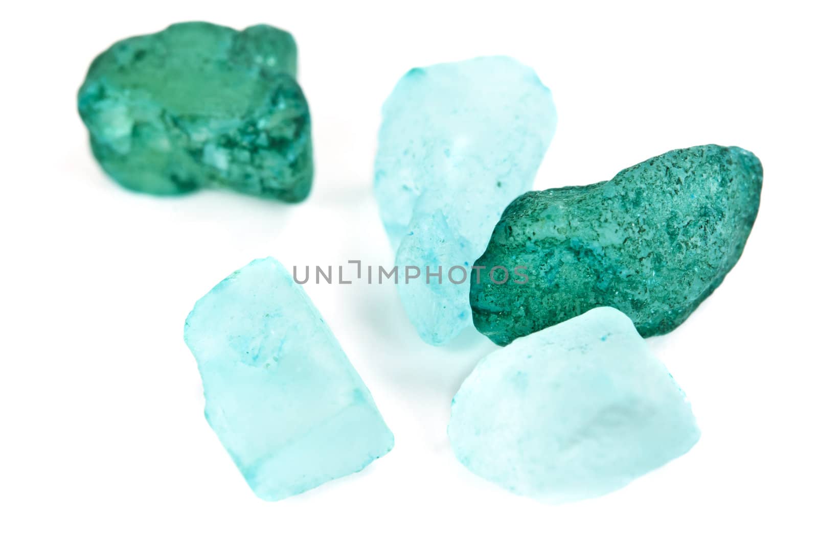 large bath salt laid on a white background