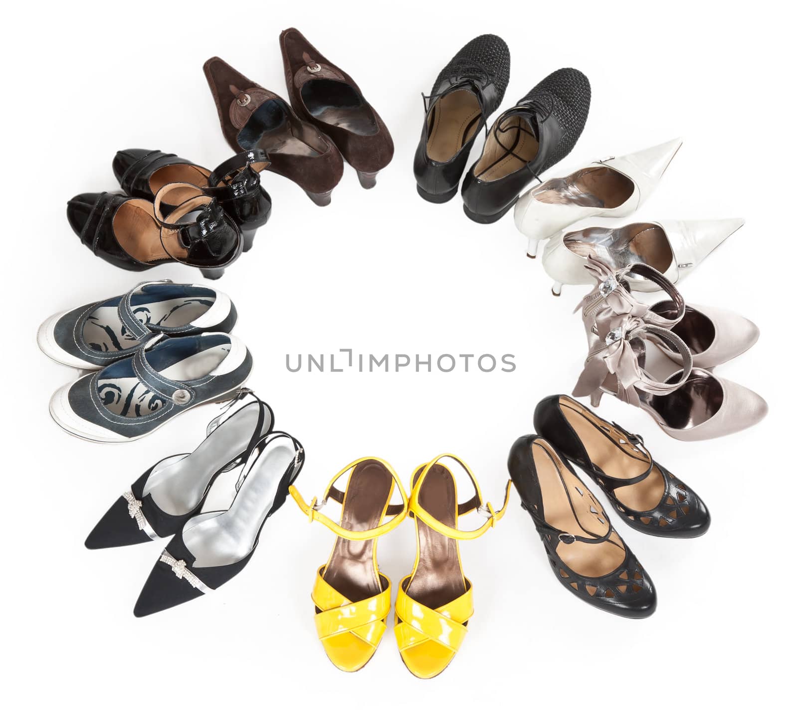 stylish women's shoes are round the Stock