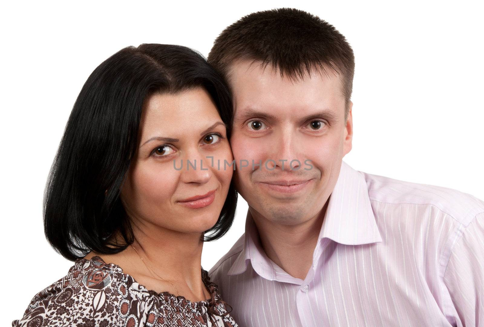 portrait of a pair of male and female isolated on a white background