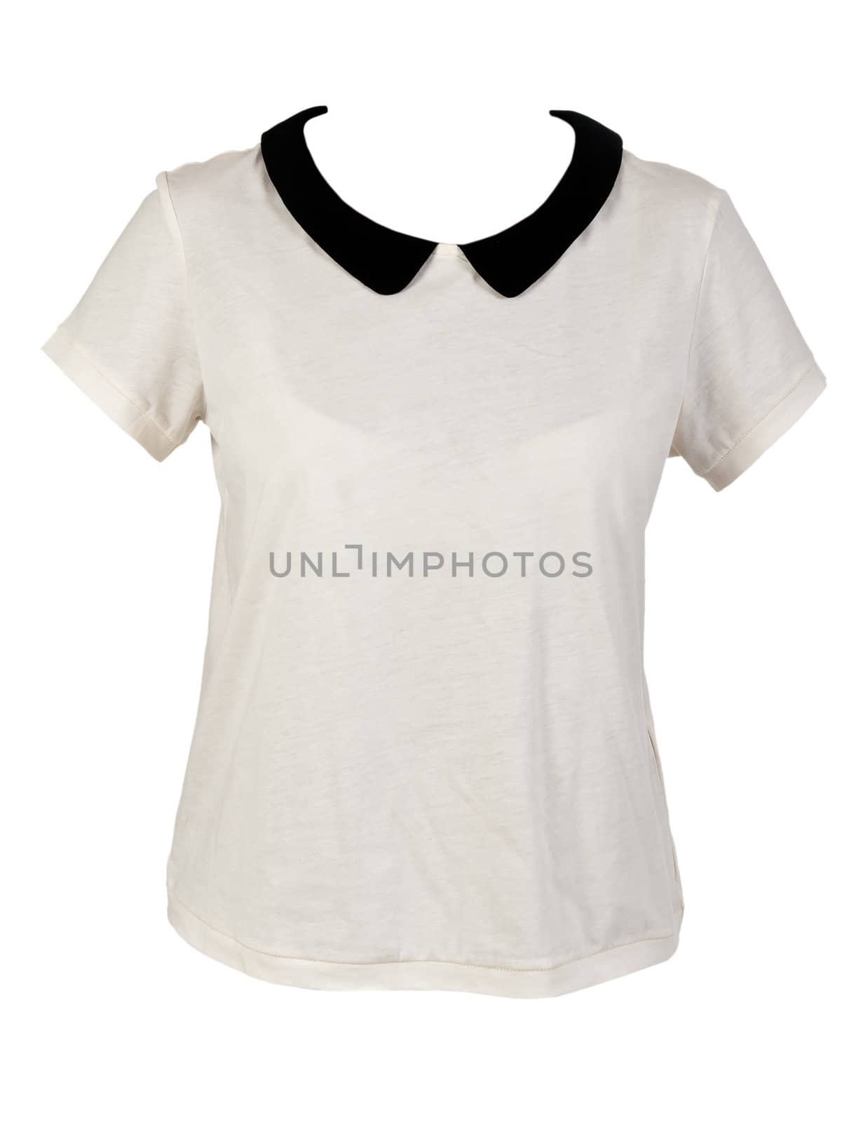 Women's shirt with black collar isolated on a white background