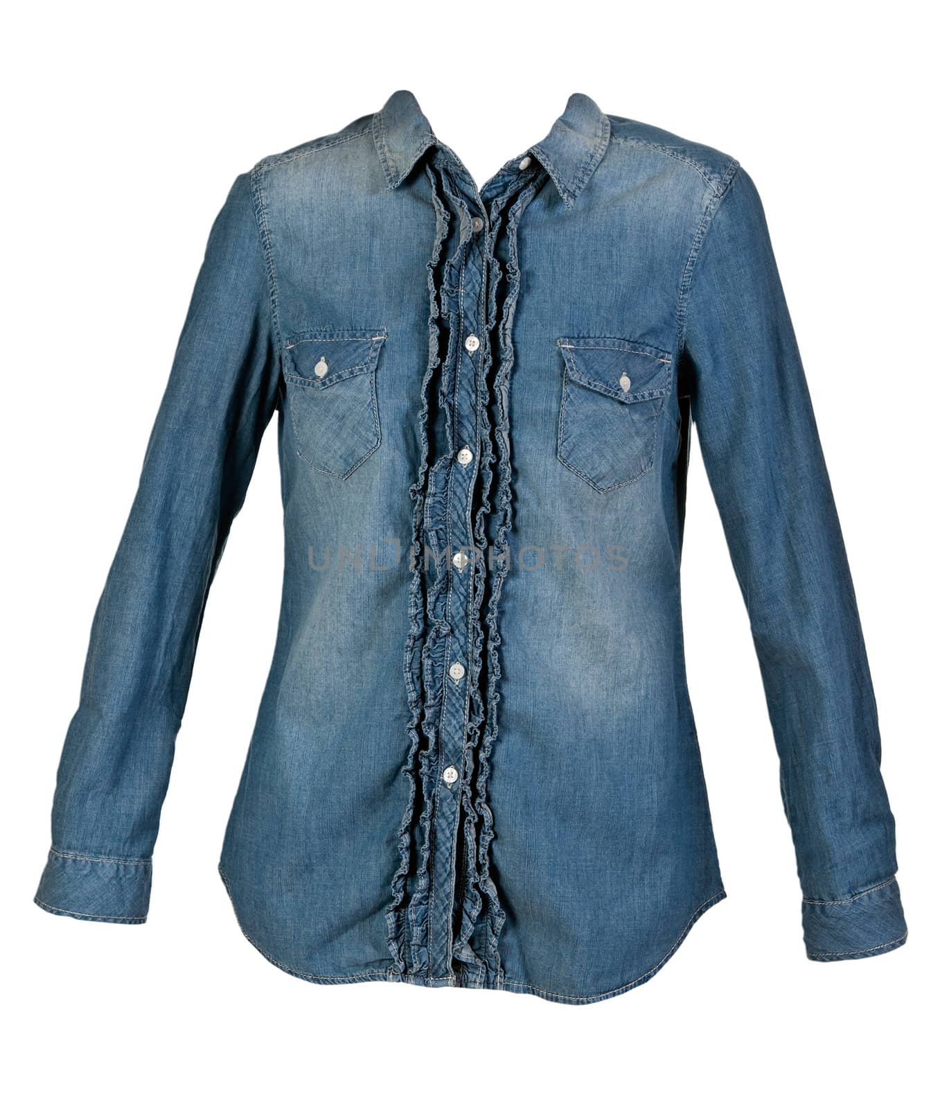 blue jean shirt isolated on white background