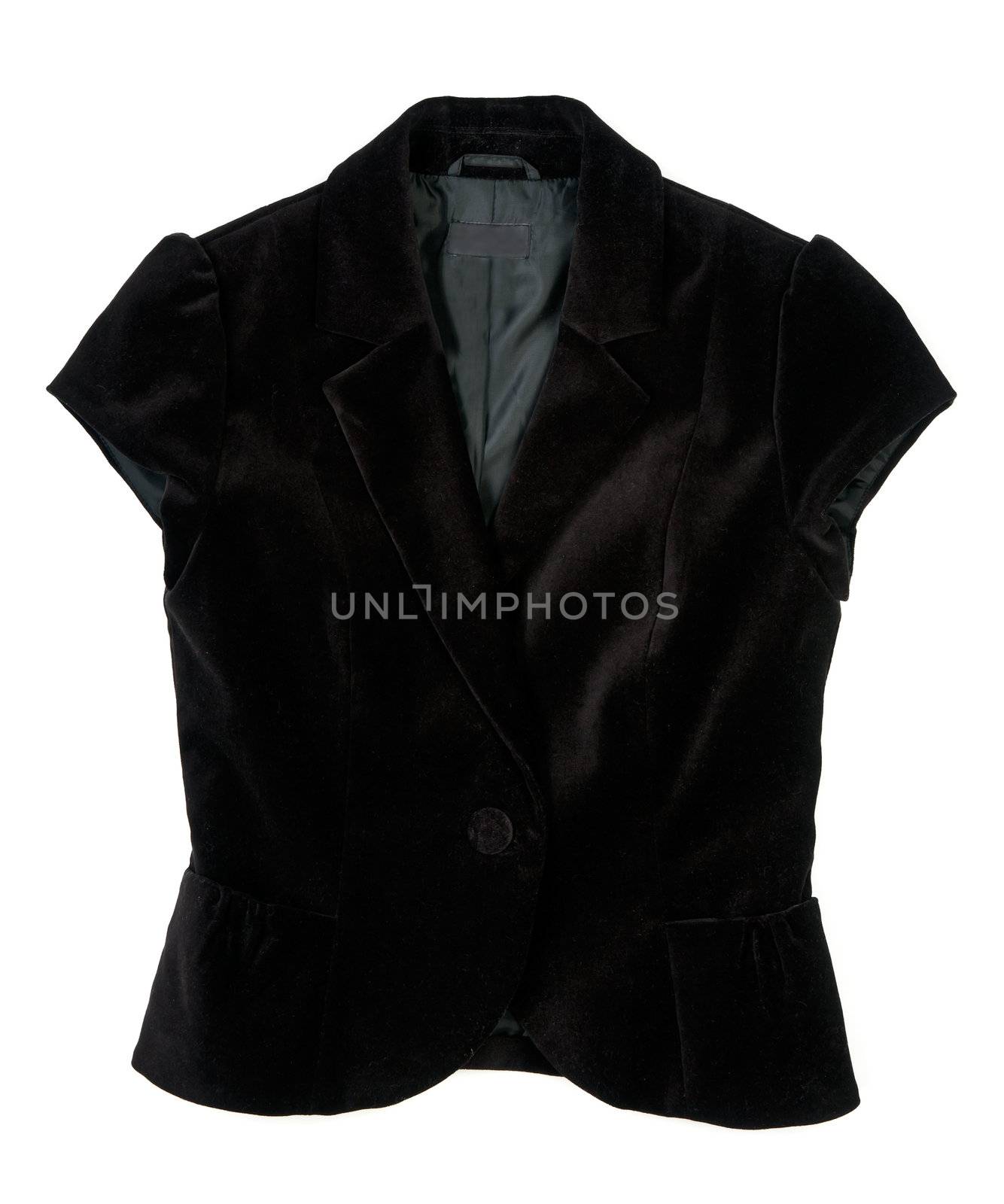 a black velvet waistcoat isolated on white background
