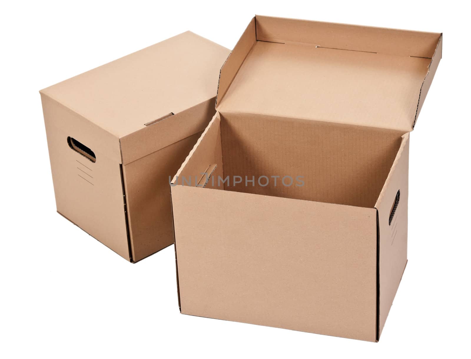 two cardboard box isolated on white background