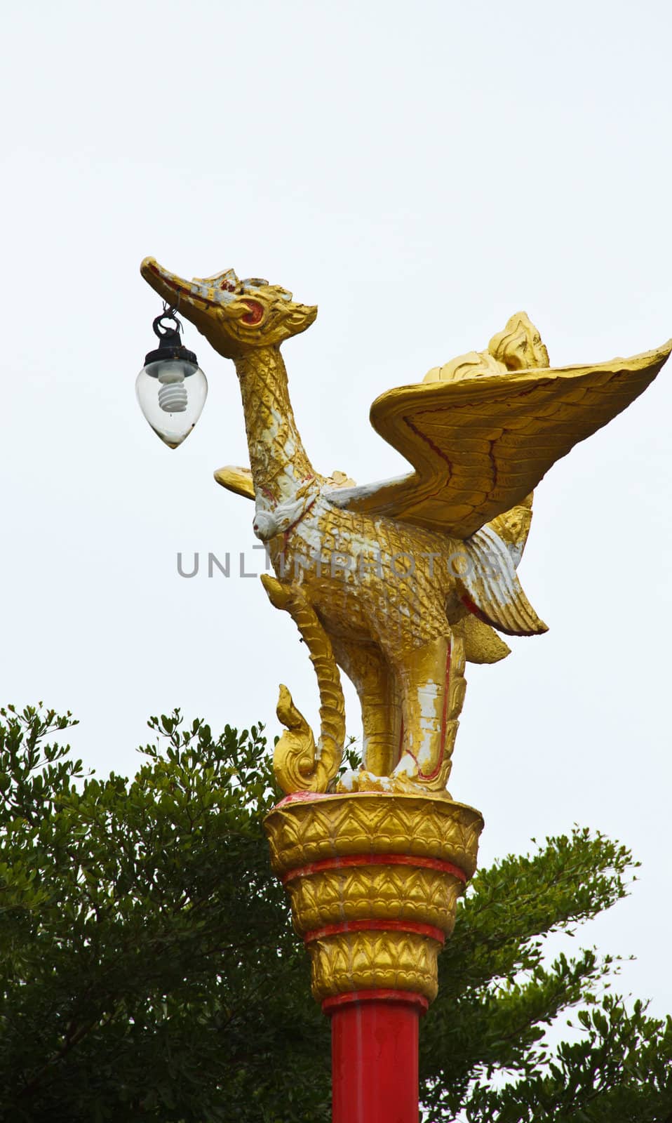 Swan lamp of Temple in Ratchaburi Thailand