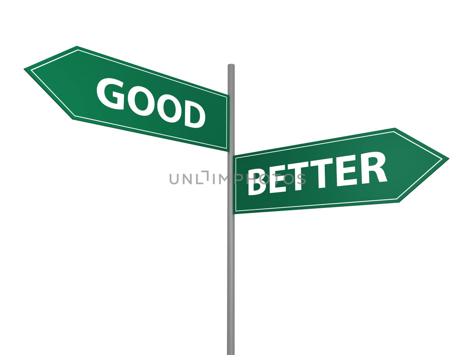 Good and better signs on white background.