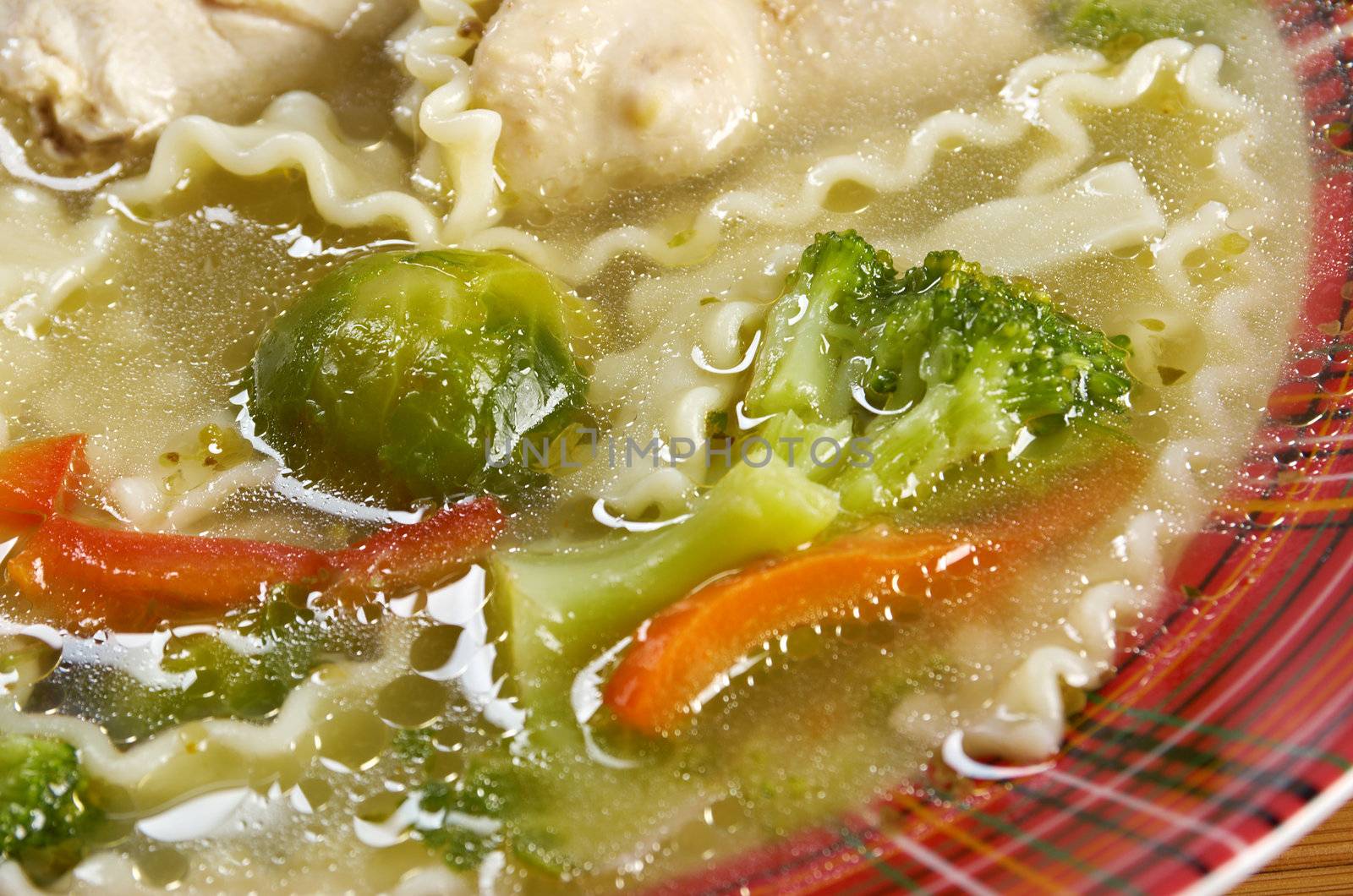 Chicken homemade  soup with noodle and vegetables