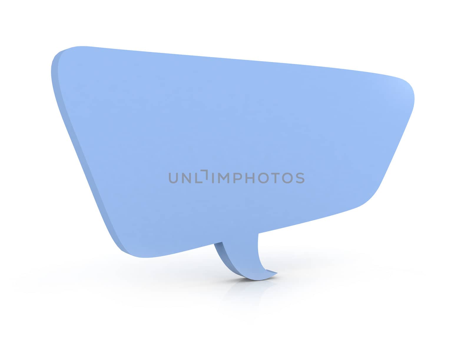 Blue speech bubble for social media, three dimesional shape.