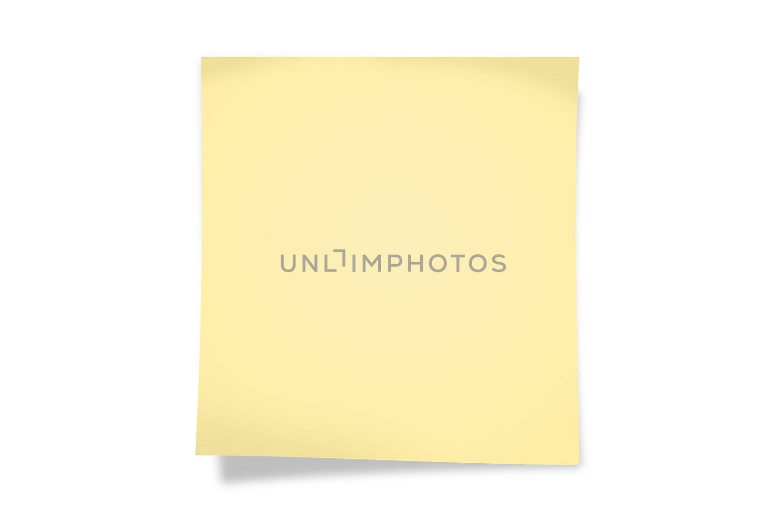 Blank yellow sticky note on white background.