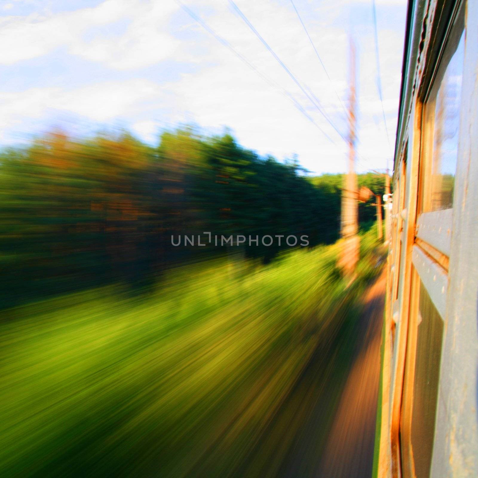 speed motion from the train window